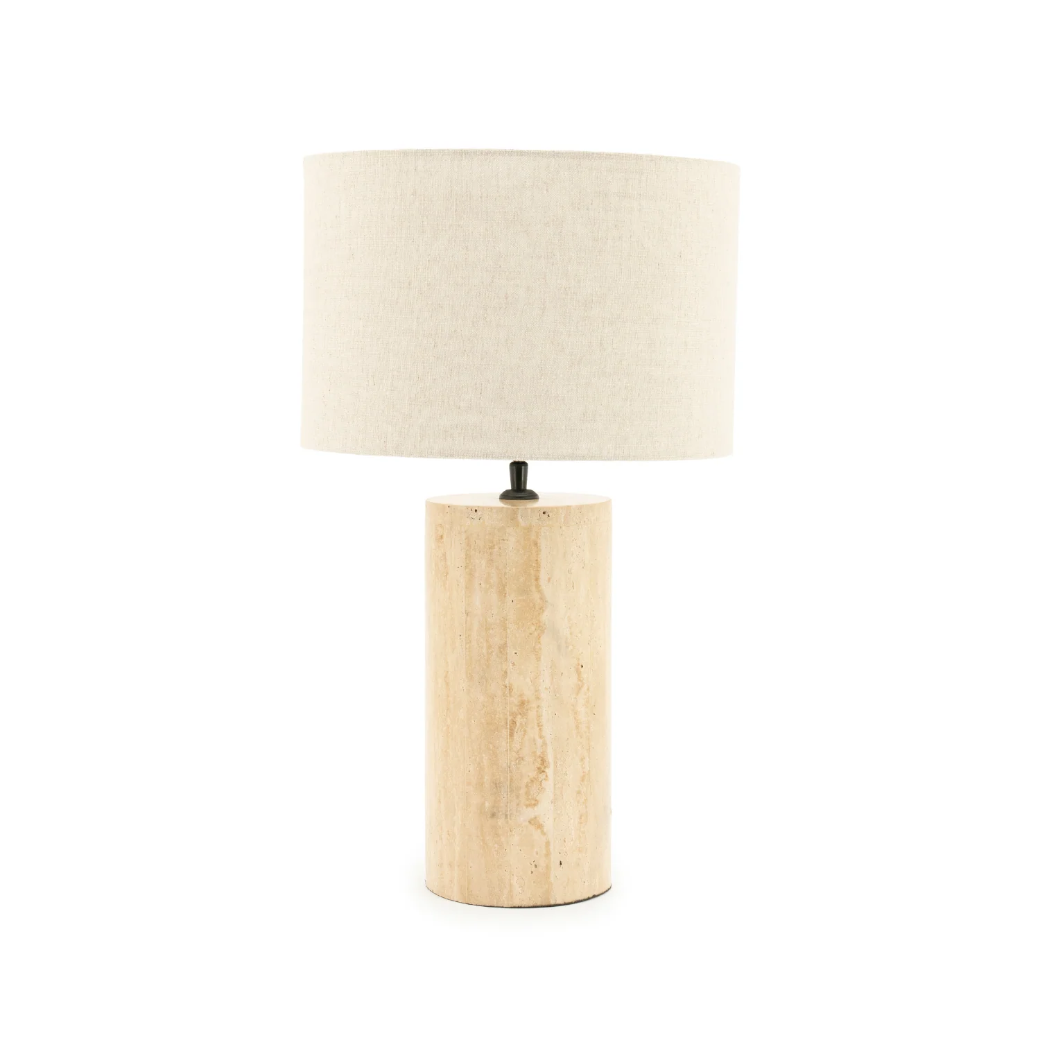 Lampa stołowa AMARA trawertyn z beżowym kloszem