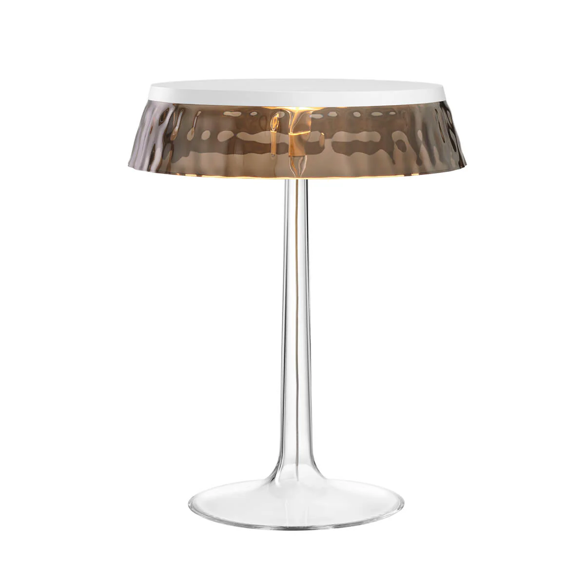 Lampa stołowa BON JOUR biały z dymionym abażurem
