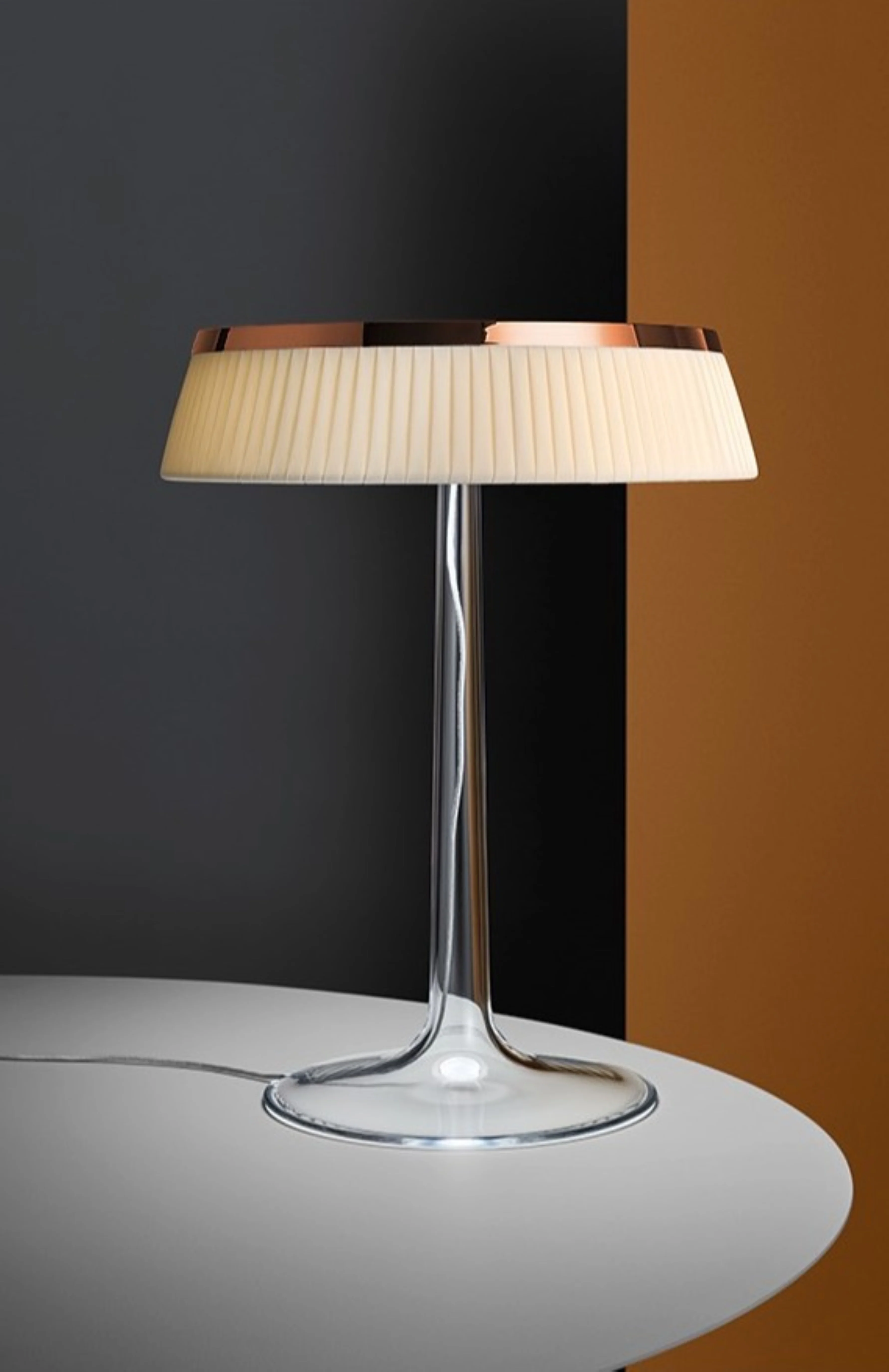 Lampa stołowa BON JOUR chrom z materiałowym abażurem - Image 2