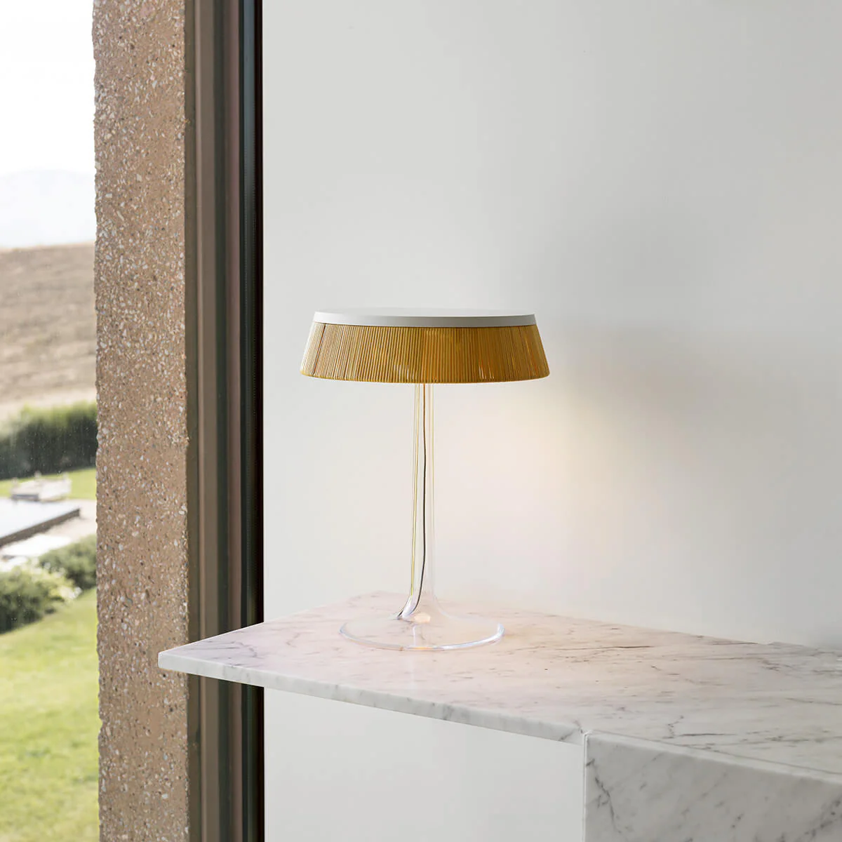 Lampa stołowa BON JOUR matowy chrom z rattanowym abażurem - Image 2