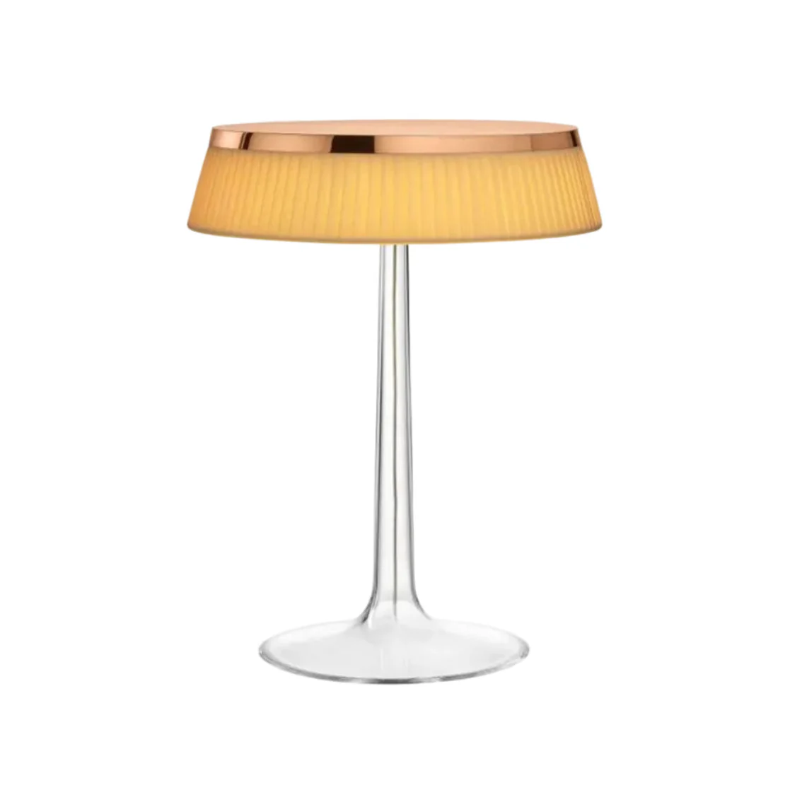 Lampa stołowa BON JOUR miedziany z materiałowym abażurem