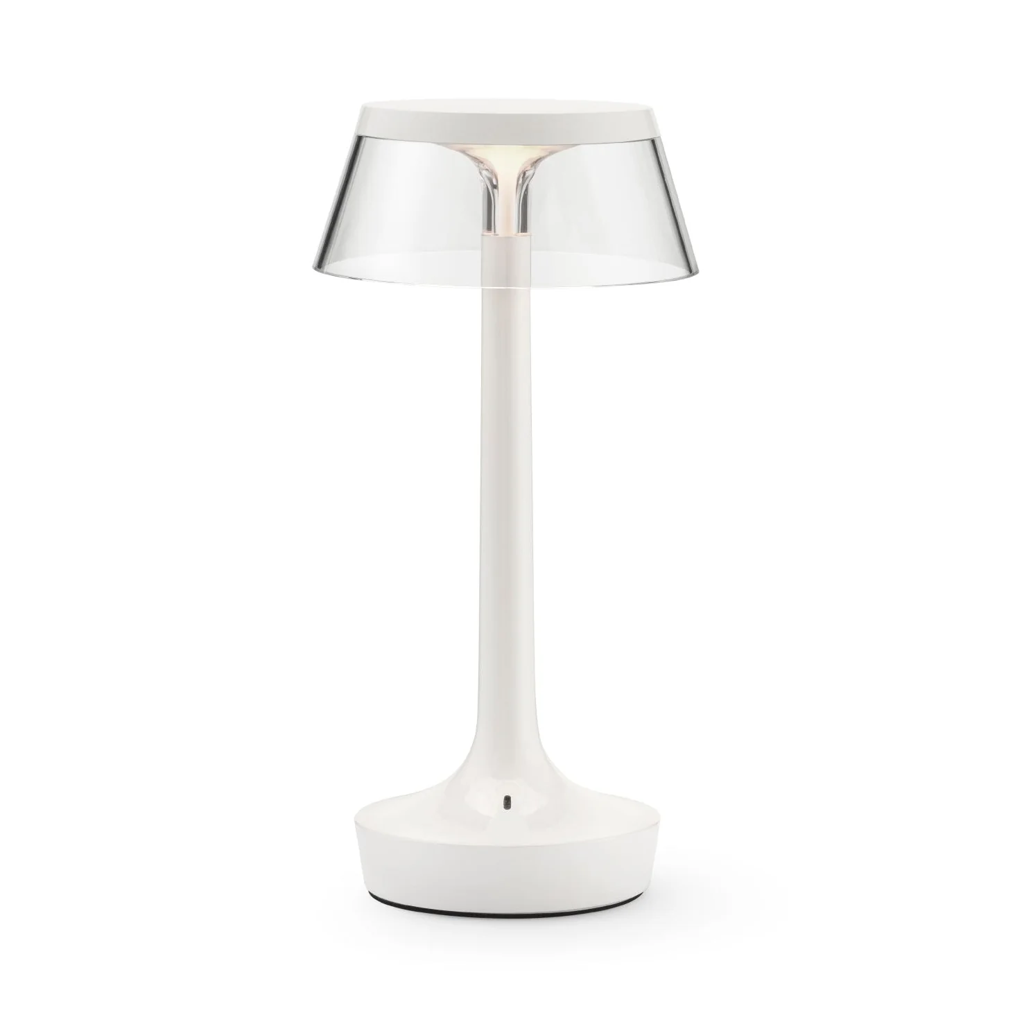 Lampa przenośna BON JOUR UNPLUGGED biały z transparentnym abażurem