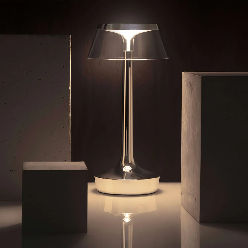 Lampa przenośna BON JOUR UNPLUGGED czarny chromowany z transparentnym abażurem - Image 3