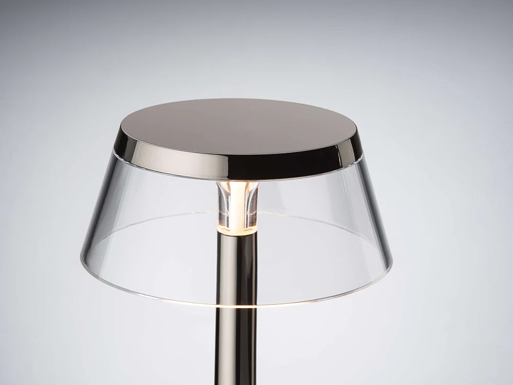 Lampa przenośna BON JOUR UNPLUGGED czarny chromowany z transparentnym abażurem - Image 4