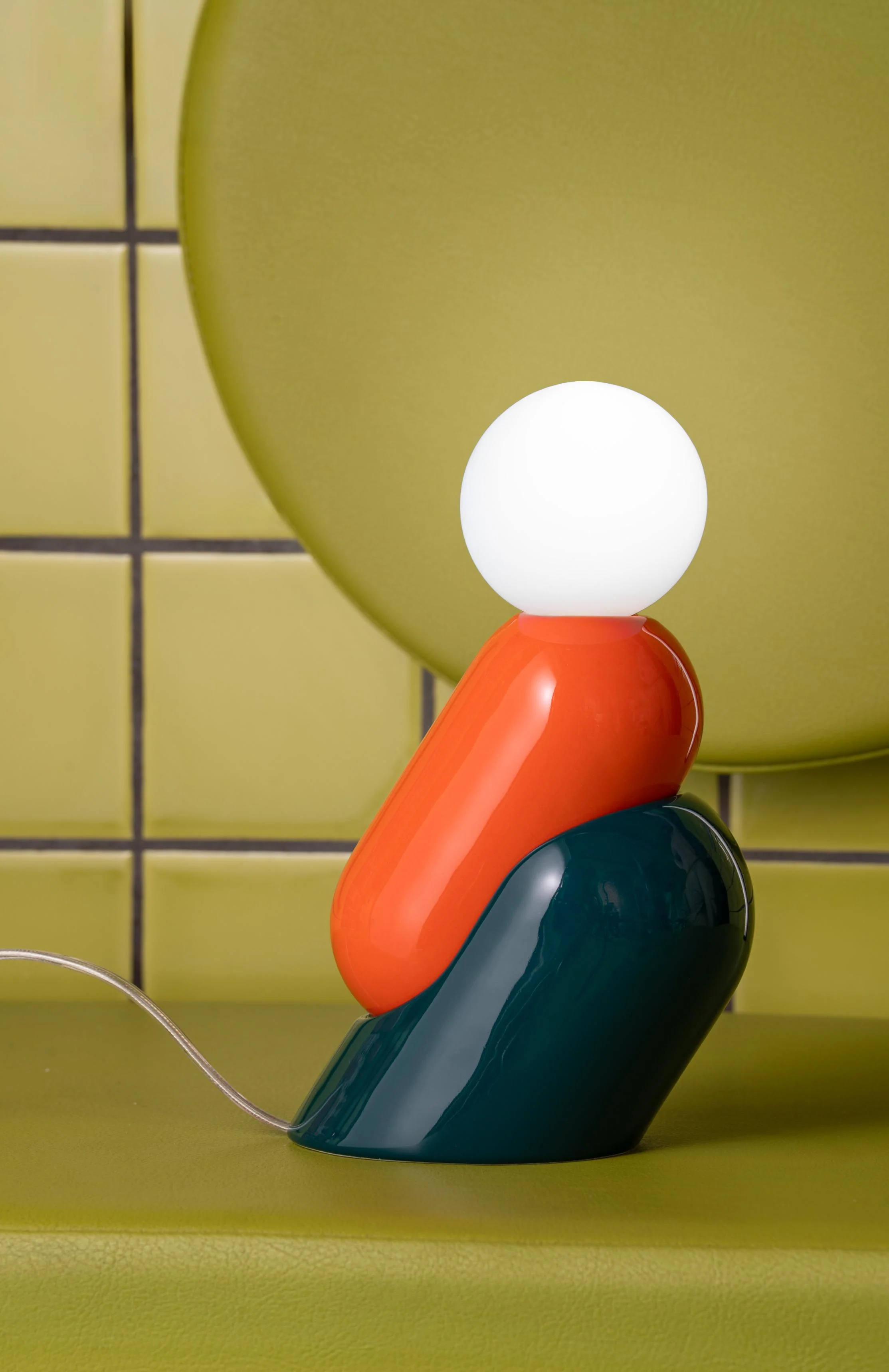 Lampa stołowa ceramiczna TATA pomarańczowy z zielony petrol - Image 2