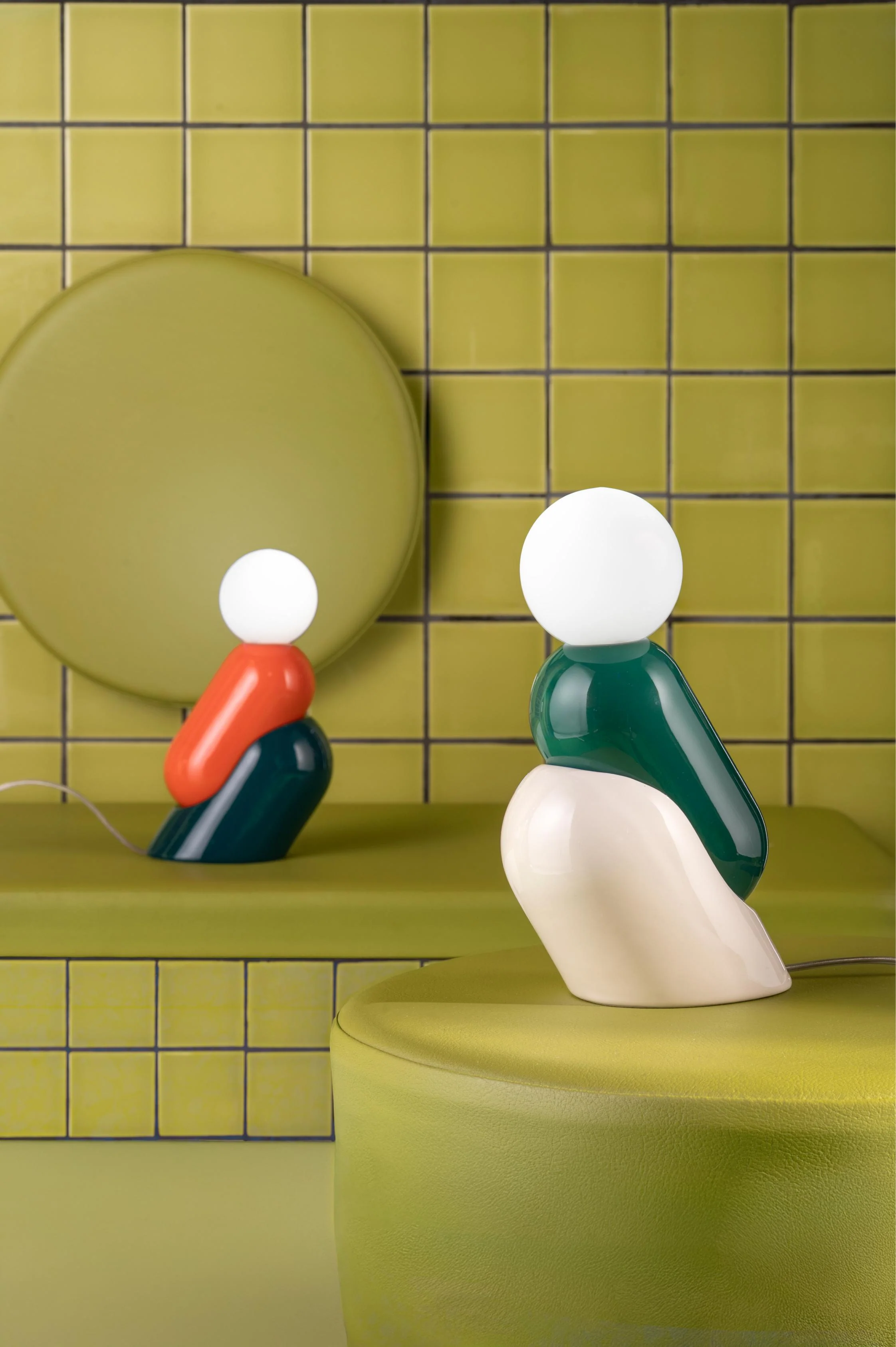 Lampa stołowa ceramiczna TATA pomarańczowy z zielony petrol - Image 3