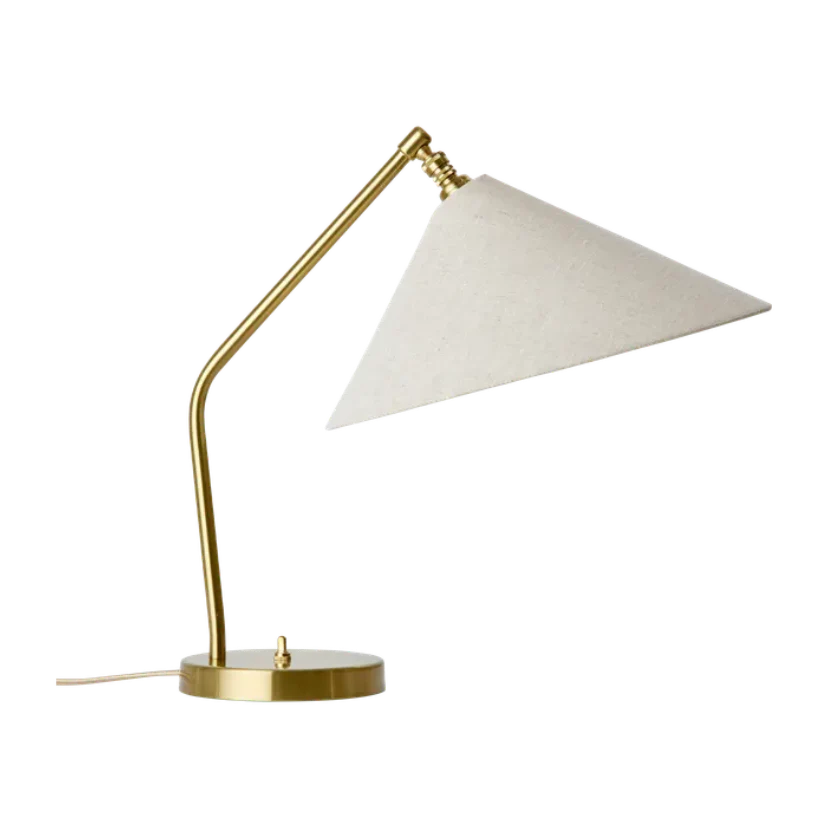 Lampa stołowa GRÄSHOPPA mosiądz i płótno