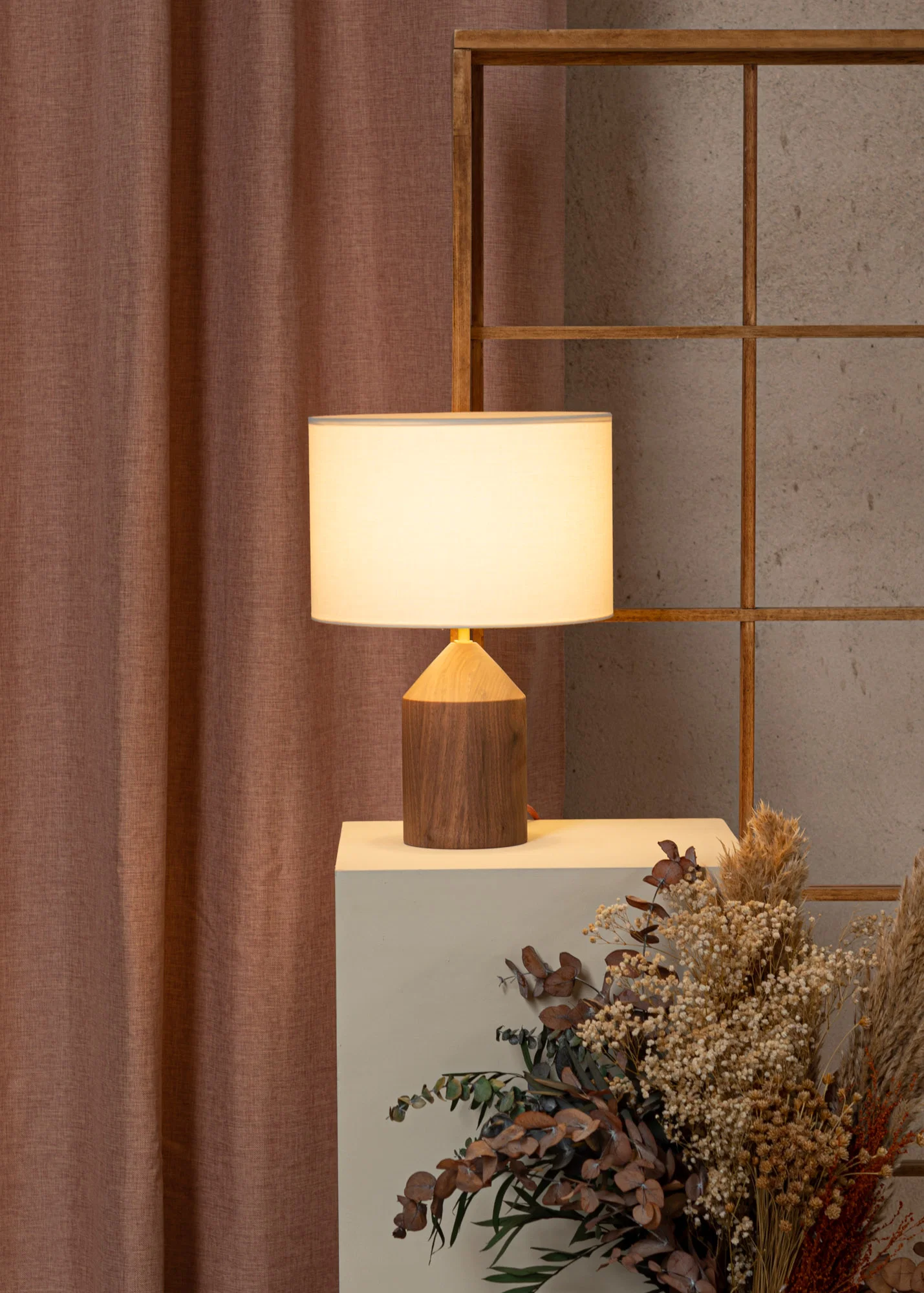 Lampa stołowa JOSEF drewno orzechowe - Image 2