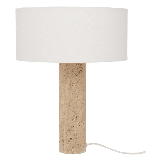 Lampa stołowa MARMO trawertyn z bawełnianym abażurem - Image 3