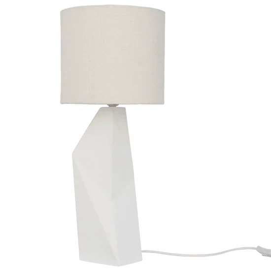 Lampa stołowa MiYUKI biała kamionka z bawełnianym abażurem - Image 3