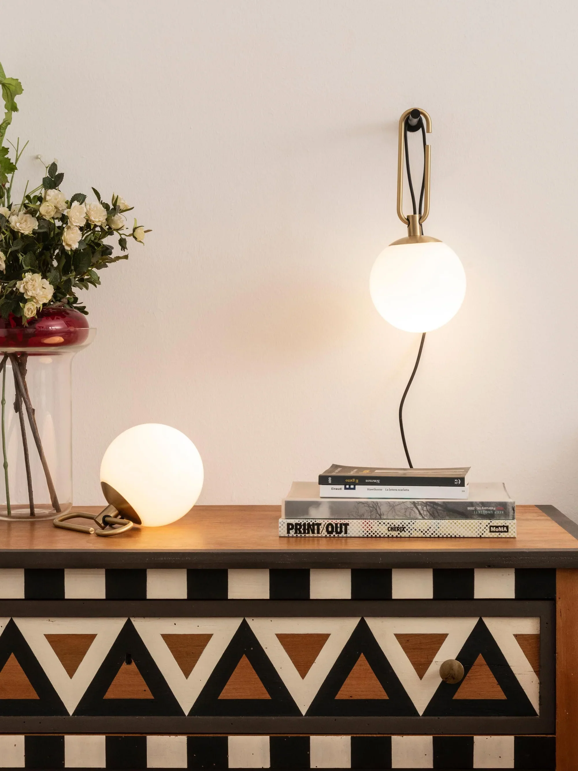 Lampa stołowa NH1217 mosiężny z białym szkłem - Image 12