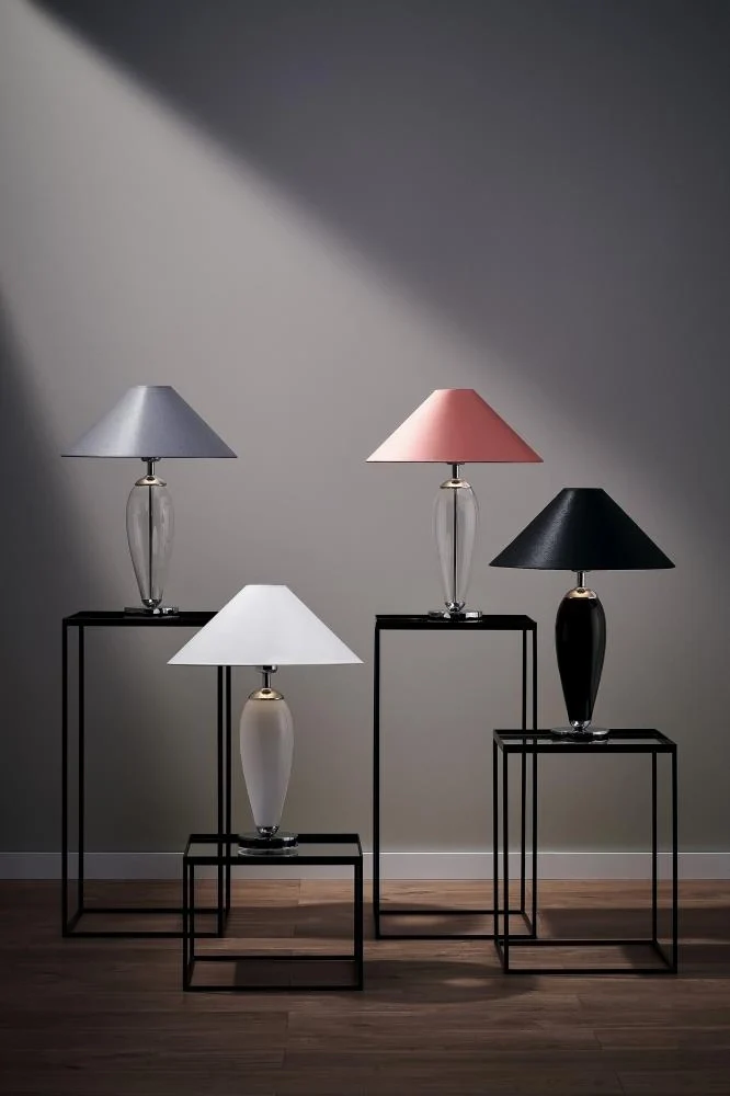 Lampa stołowa REA biały z mleczną podstawą i srebrny wykończeniem - Image 2