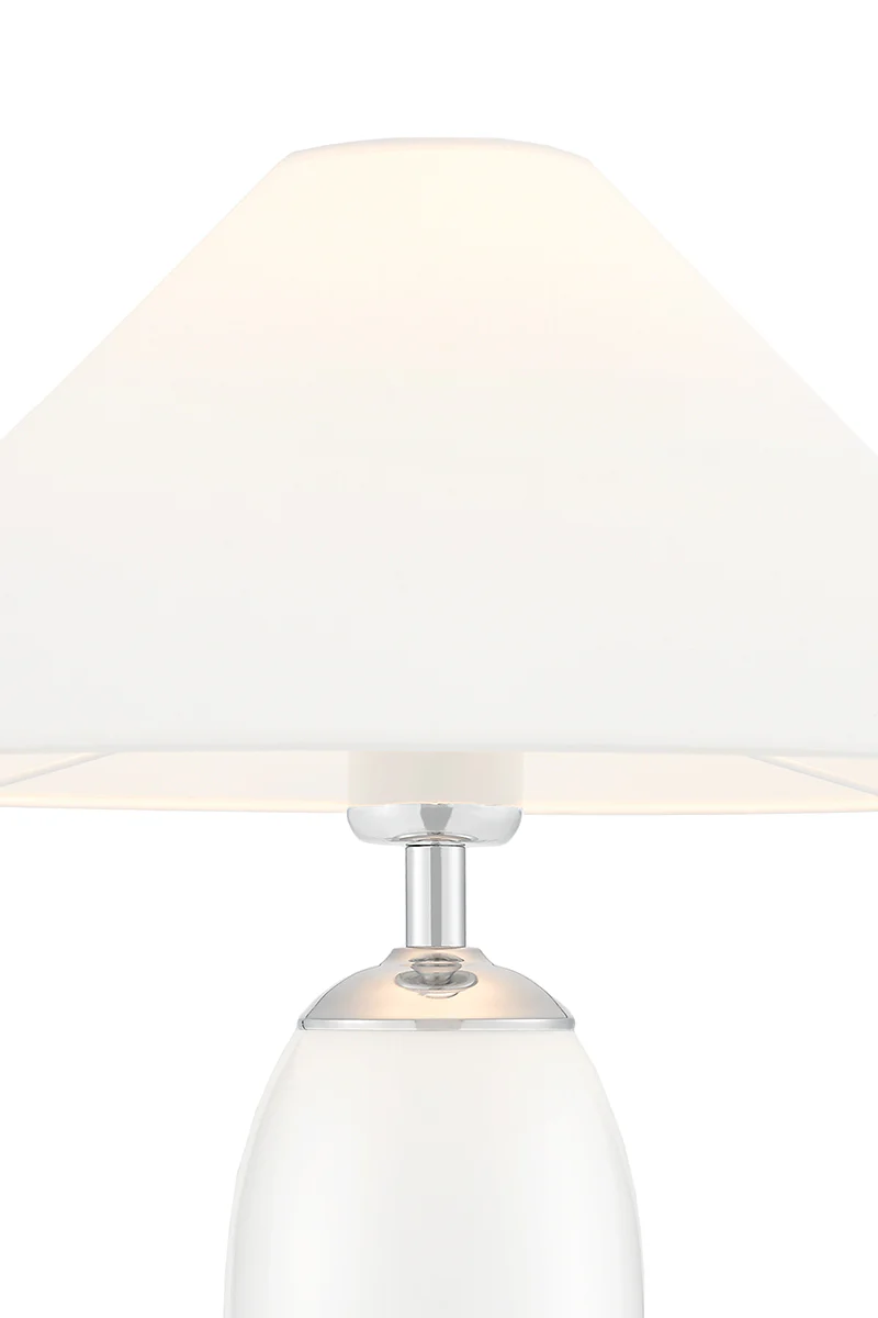 Lampa stołowa REA biały z mleczną podstawą i srebrny wykończeniem - Image 3