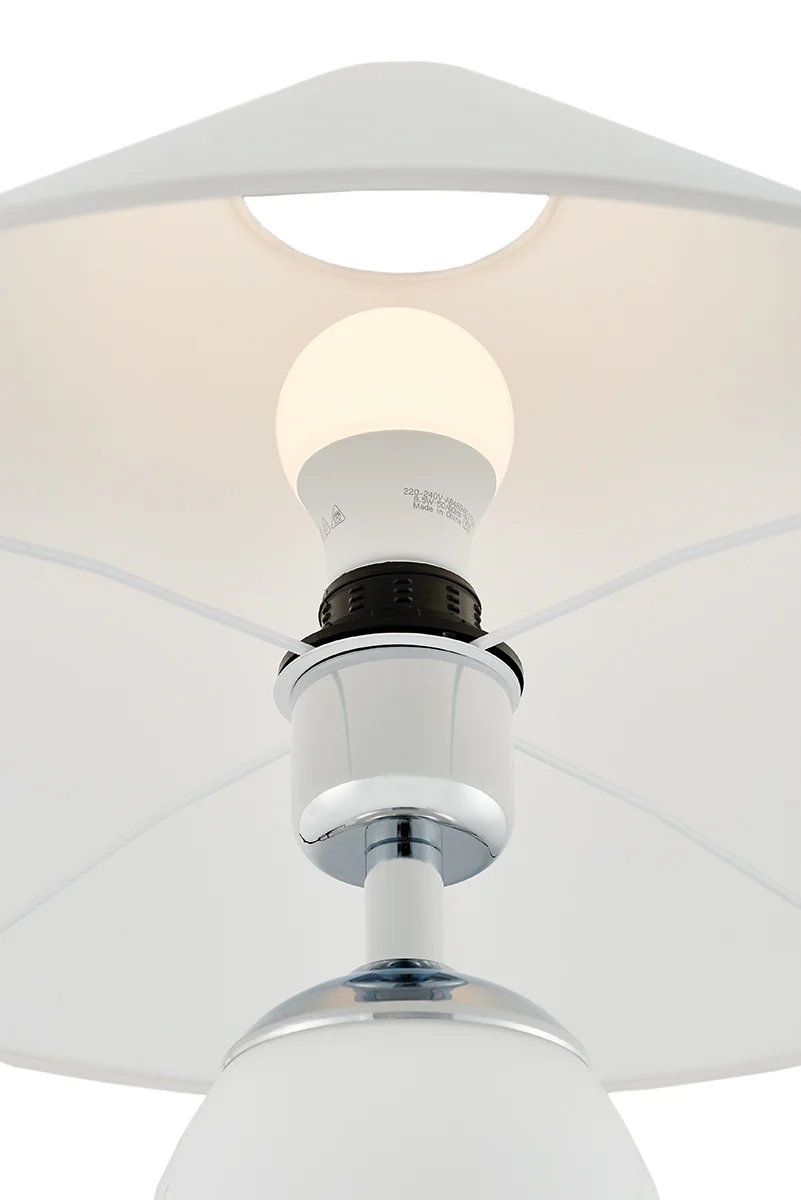 Lampa stołowa REA biały z mleczną podstawą i srebrny wykończeniem - Image 5
