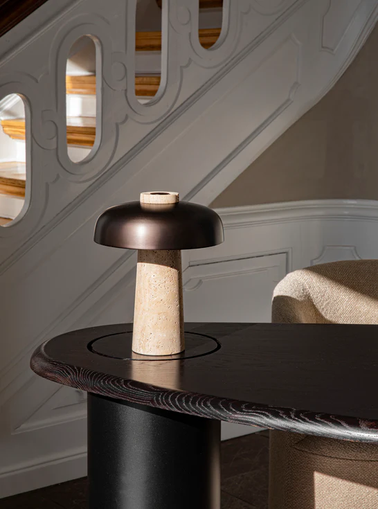 Lampa stołowa REVERSE brązowy klosz z kamienną podstawą - Image 10