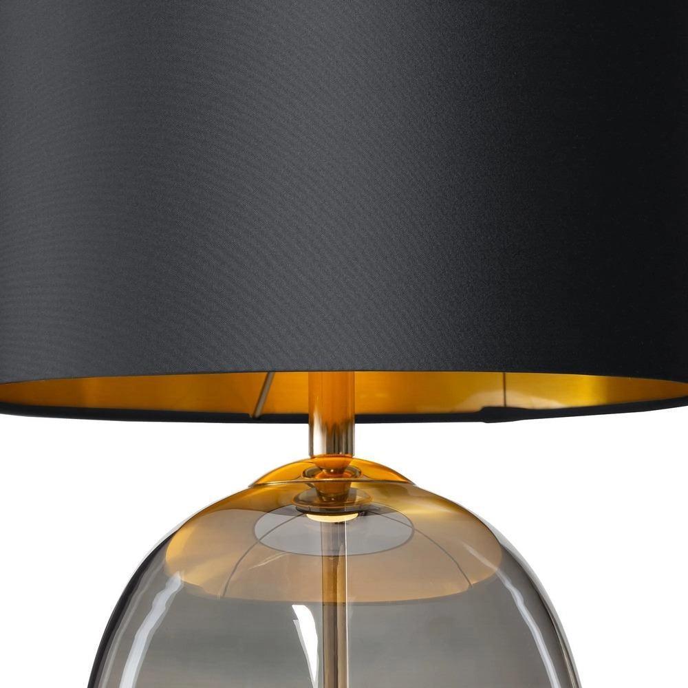 Lampa stołowa SALVADOR dymione szkło z czarnym kloszem i złotym wykończeniem - Image 5