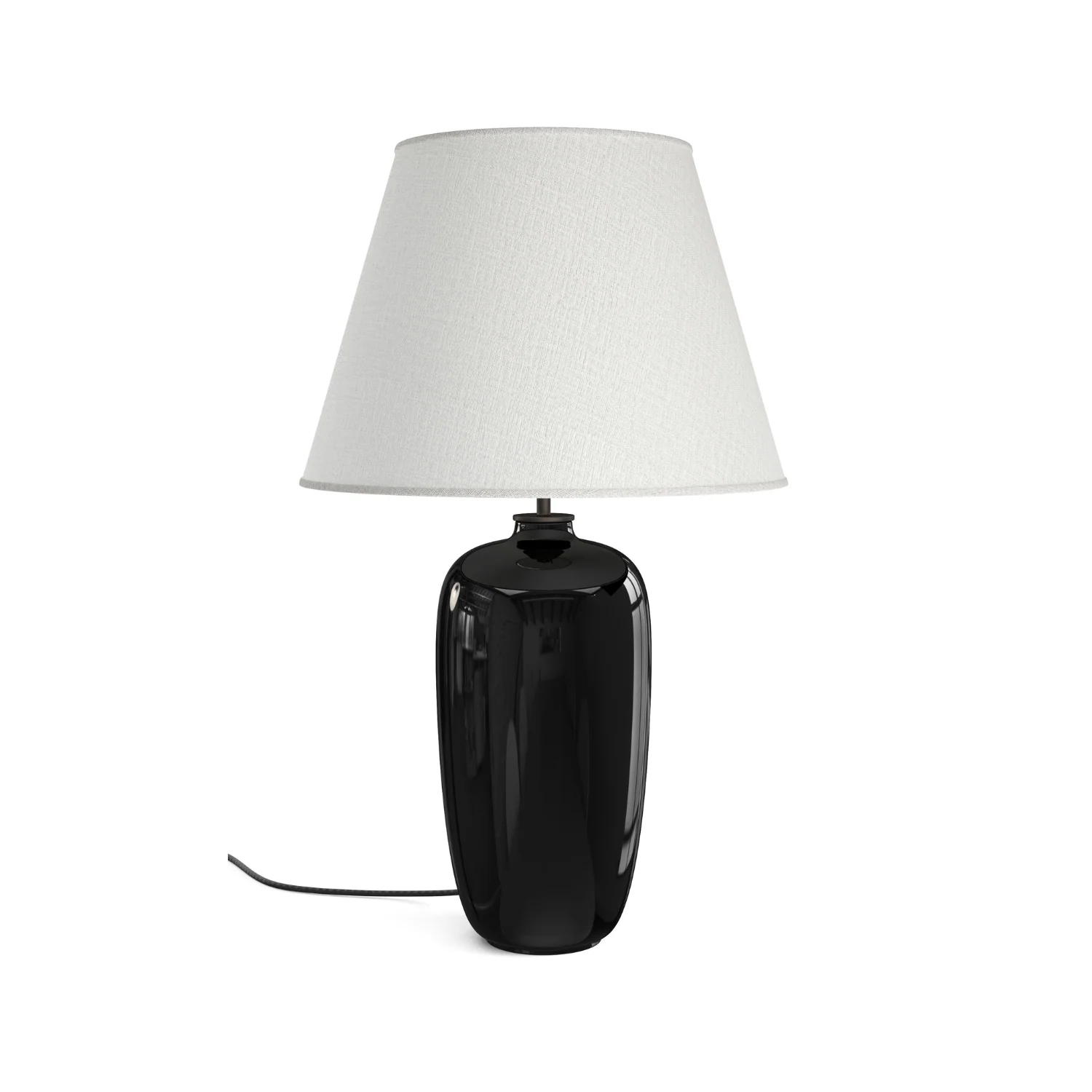 Lampa stołowa TORSO czarna ceramika z białym kloszem