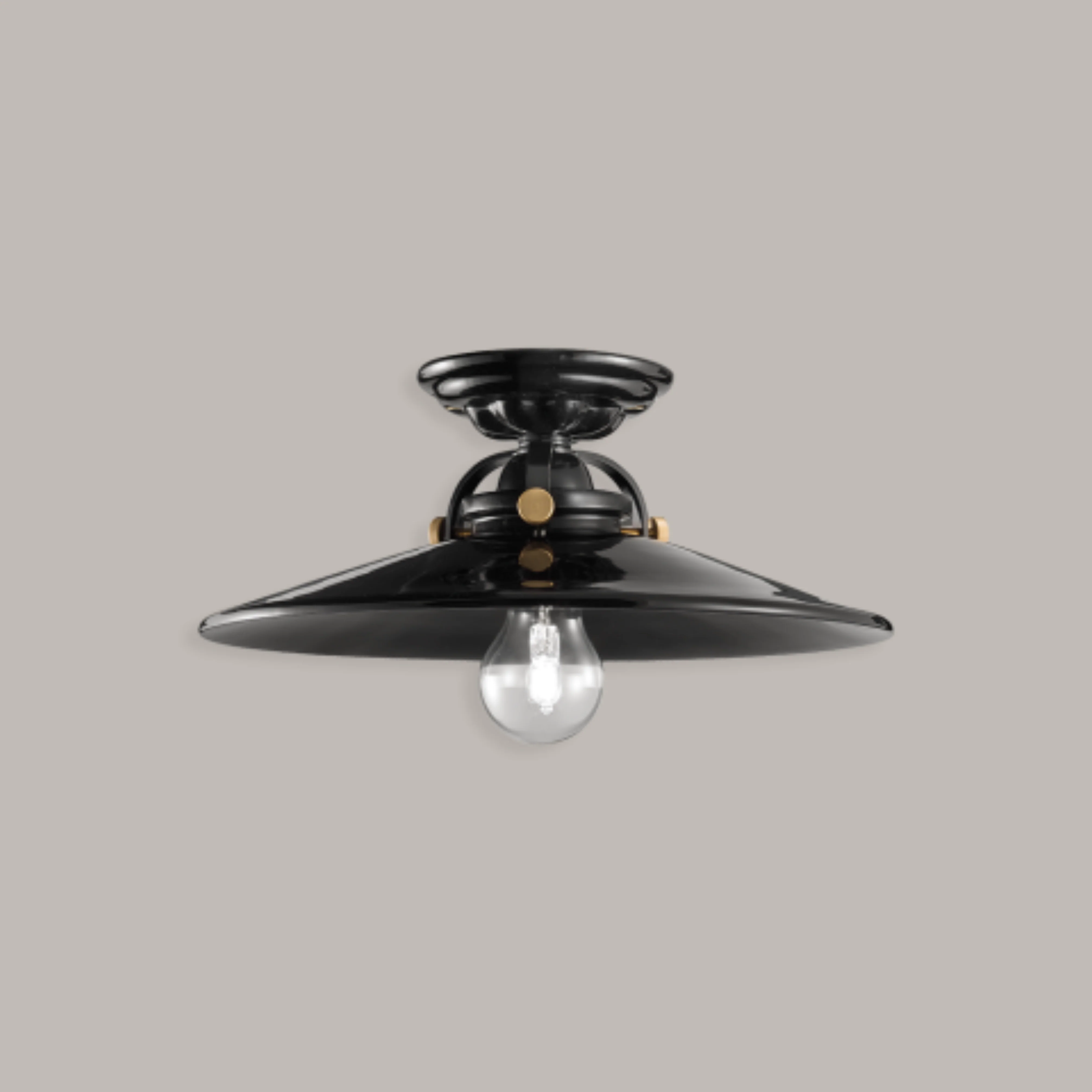 Lampa sufitowa ceramiczna B&W czarny z mosiężnym wykończeniem - Image 2