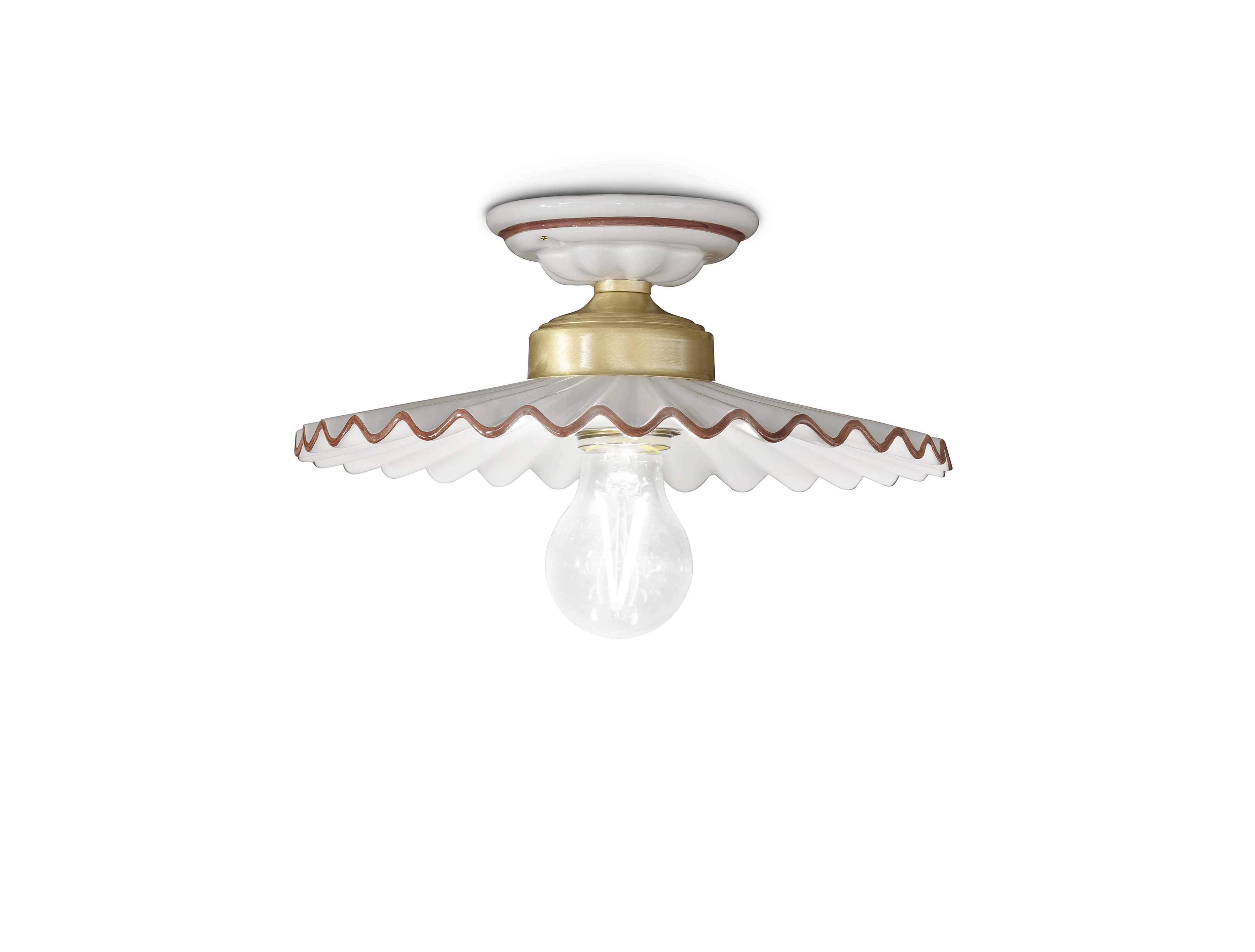 Lampa sufitowa ceramiczna L’AQUILA biały z mokka i mosiężnym wykończeniem - Image 3