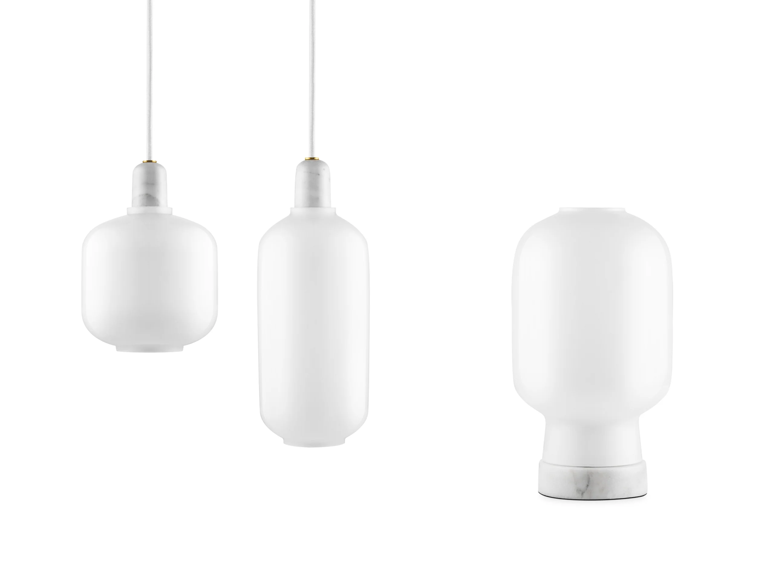 Lampa wisząca AMP LARGE białe szkło z białym marmurem - Image 3