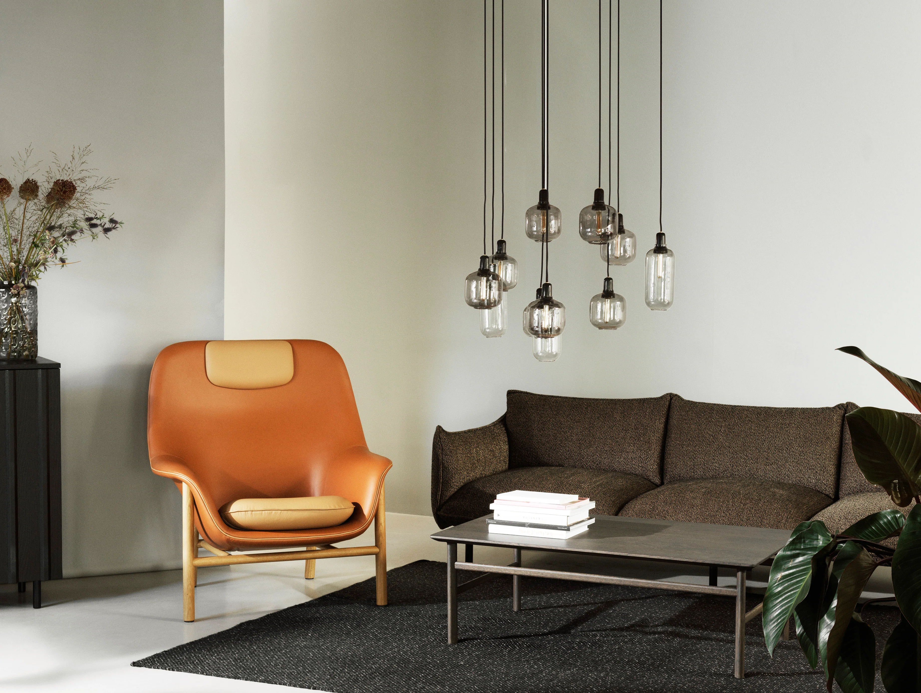 Lampa wisząca AMP LARGE szkło dymione z czarnym marmurem - Image 10