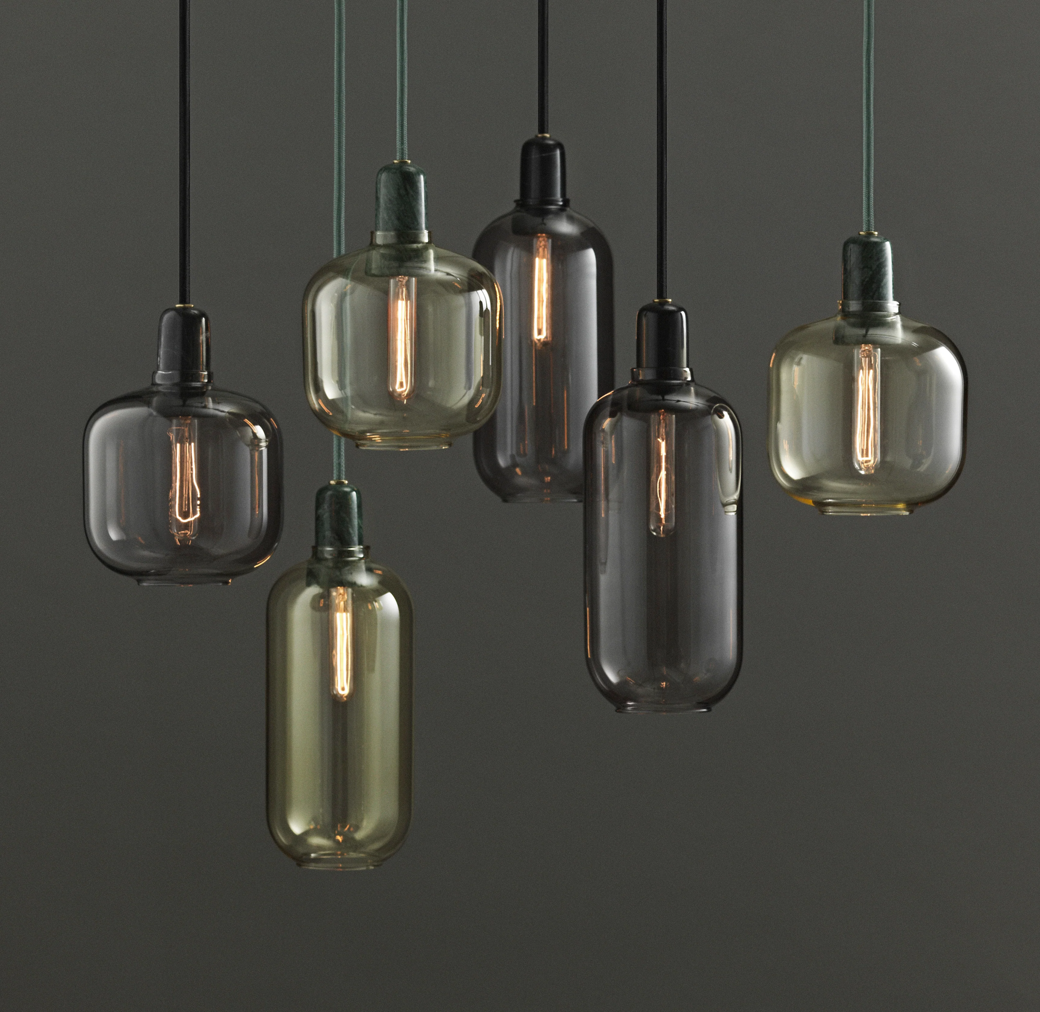Lampa wisząca AMP LARGE szkło dymione z czarnym marmurem - Image 5