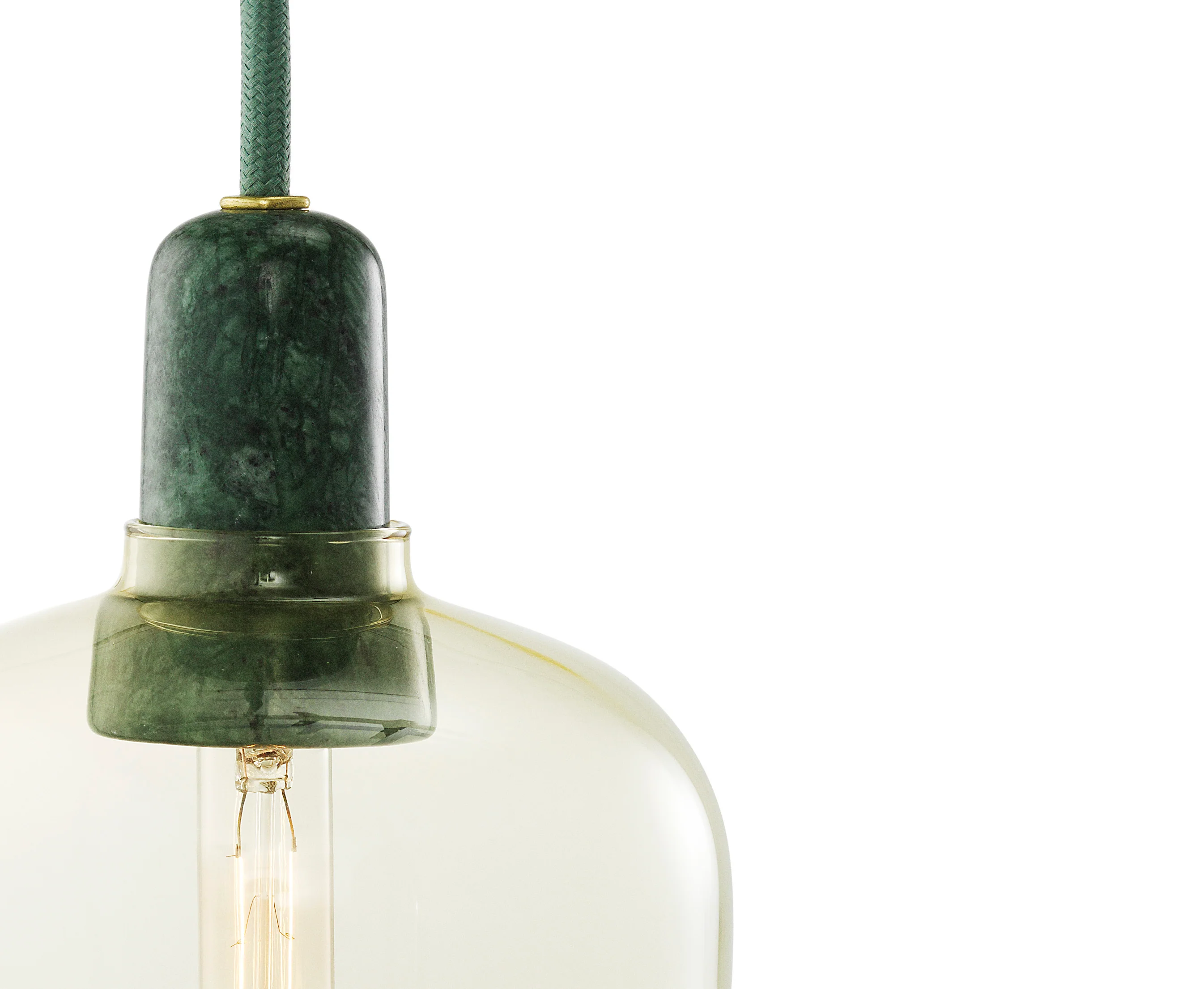 Lampa wisząca AMP LARGE żółte szkło z zielonym marmurem - Image 3