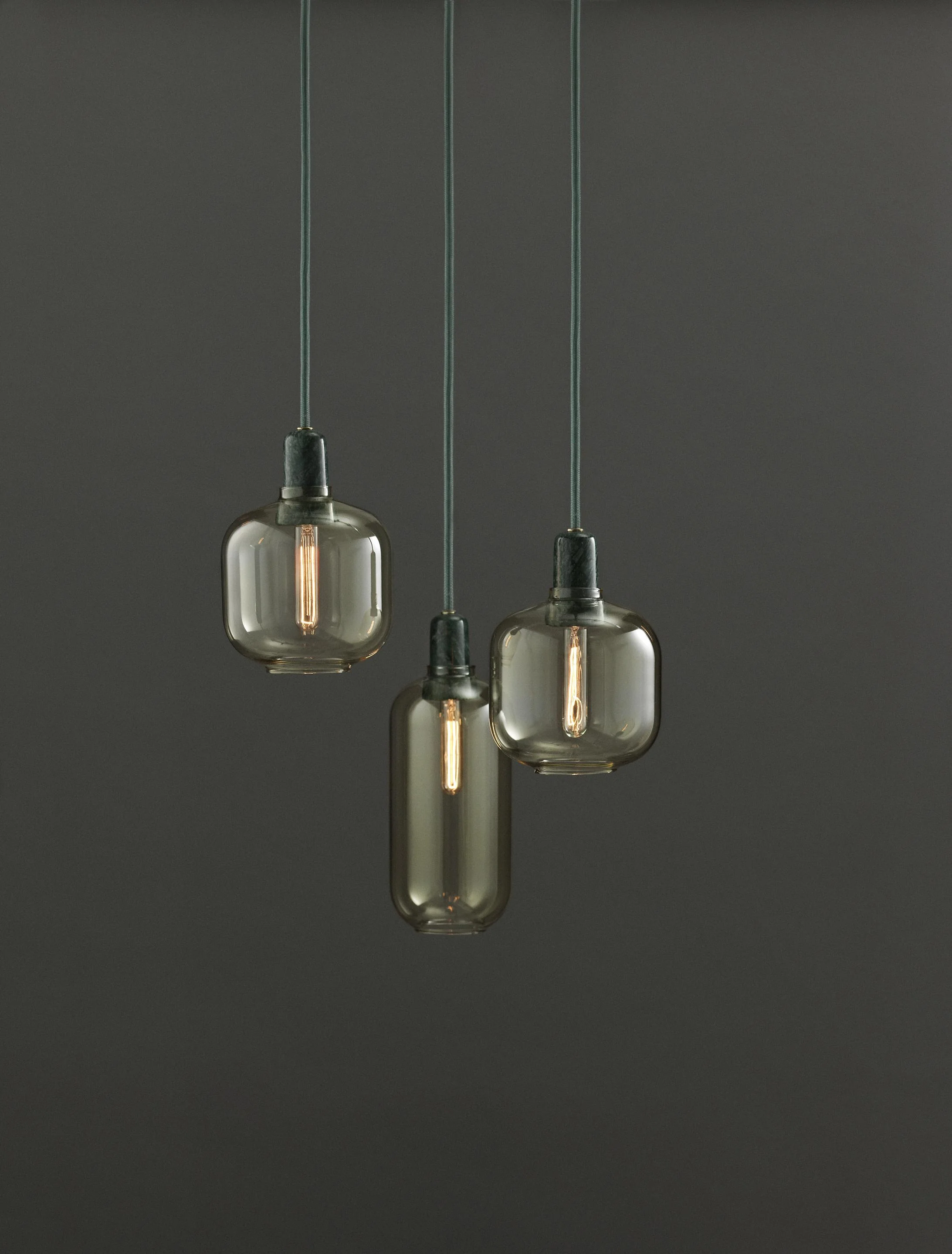 Lampa wisząca AMP LARGE żółte szkło z zielonym marmurem - Image 4