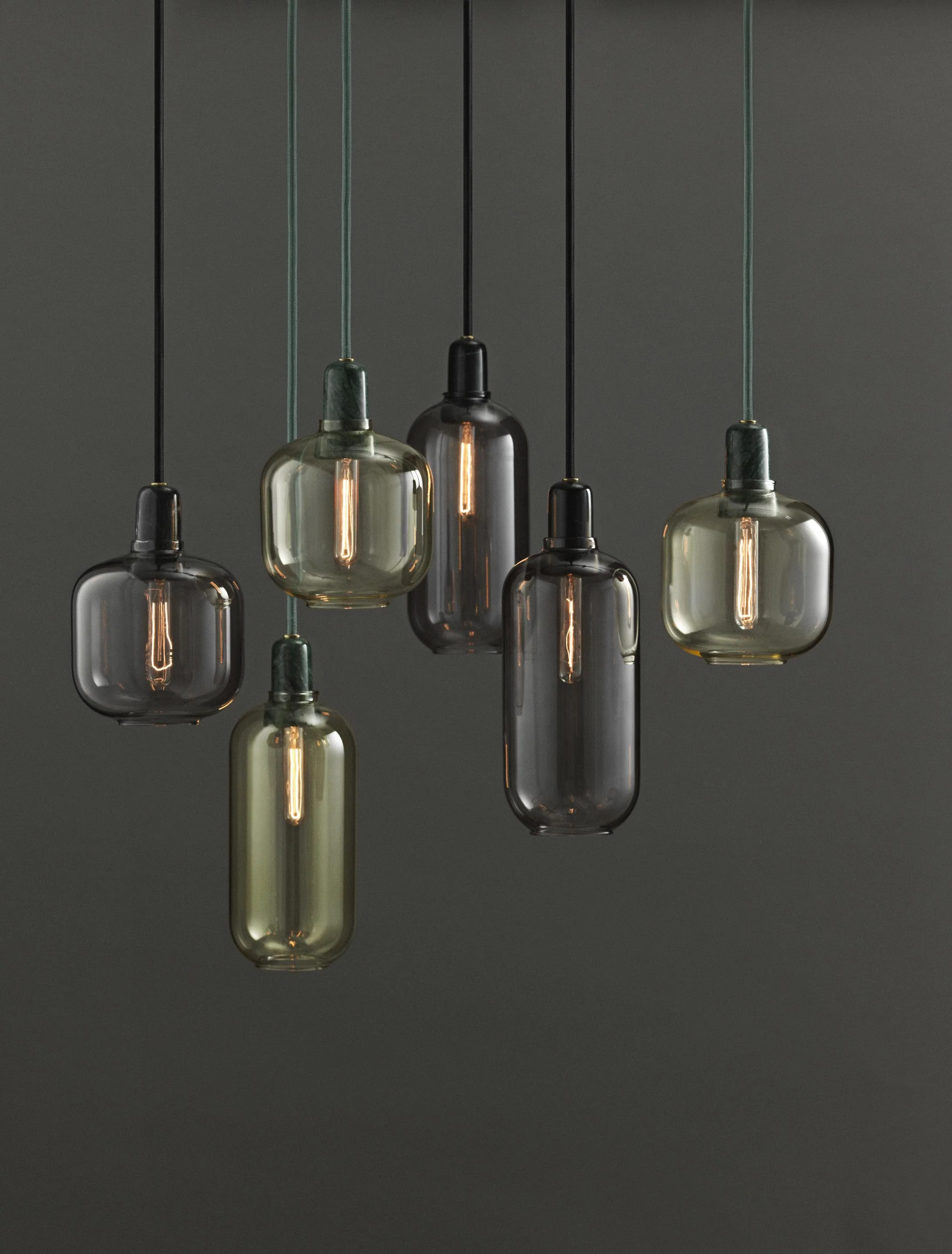 Lampa wisząca AMP LARGE żółte szkło z zielonym marmurem - Image 6