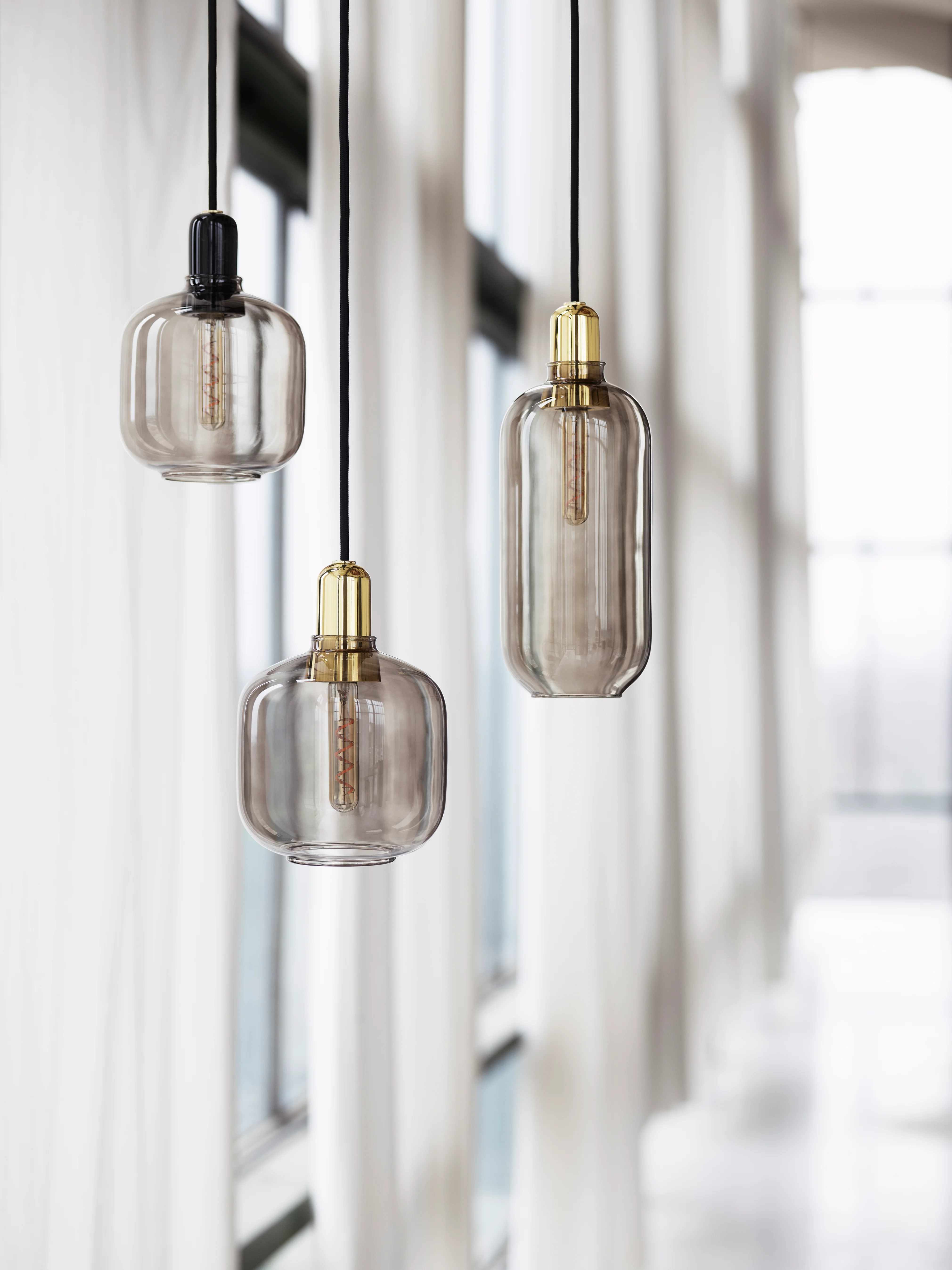 Lampa wisząca AMP szkło dymione z czarnym marmurem - Image 9
