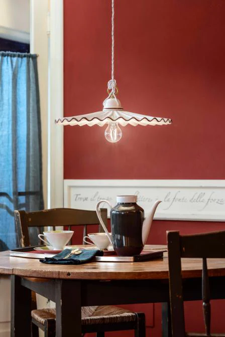 Lampa wisząca ceramiczna L’AQUILA biały z mokka i mosiężnym wykończeniem - Image 2