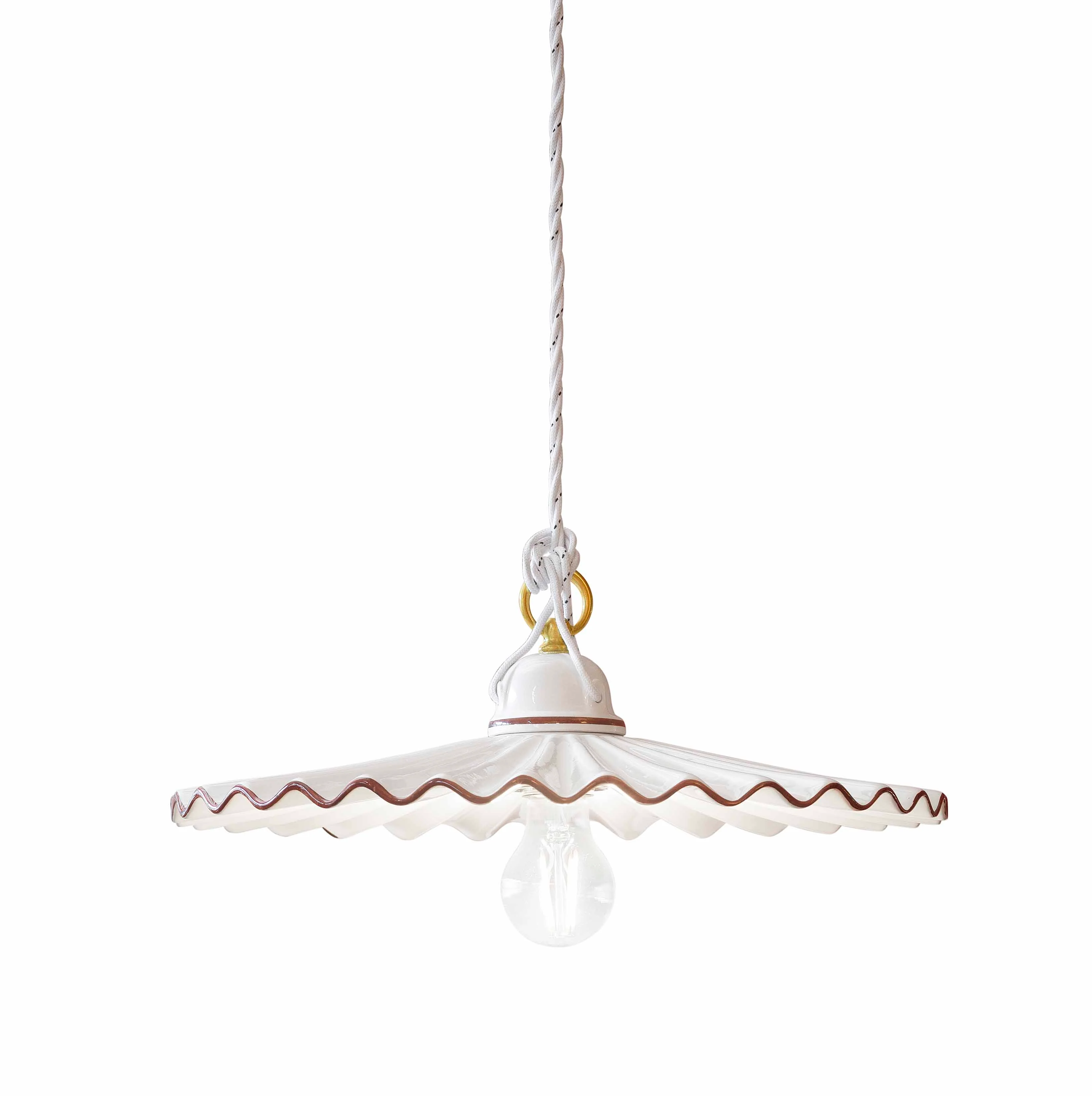 Lampa wisząca ceramiczna L’AQUILA biały z mokka i mosiężnym wykończeniem - Image 3