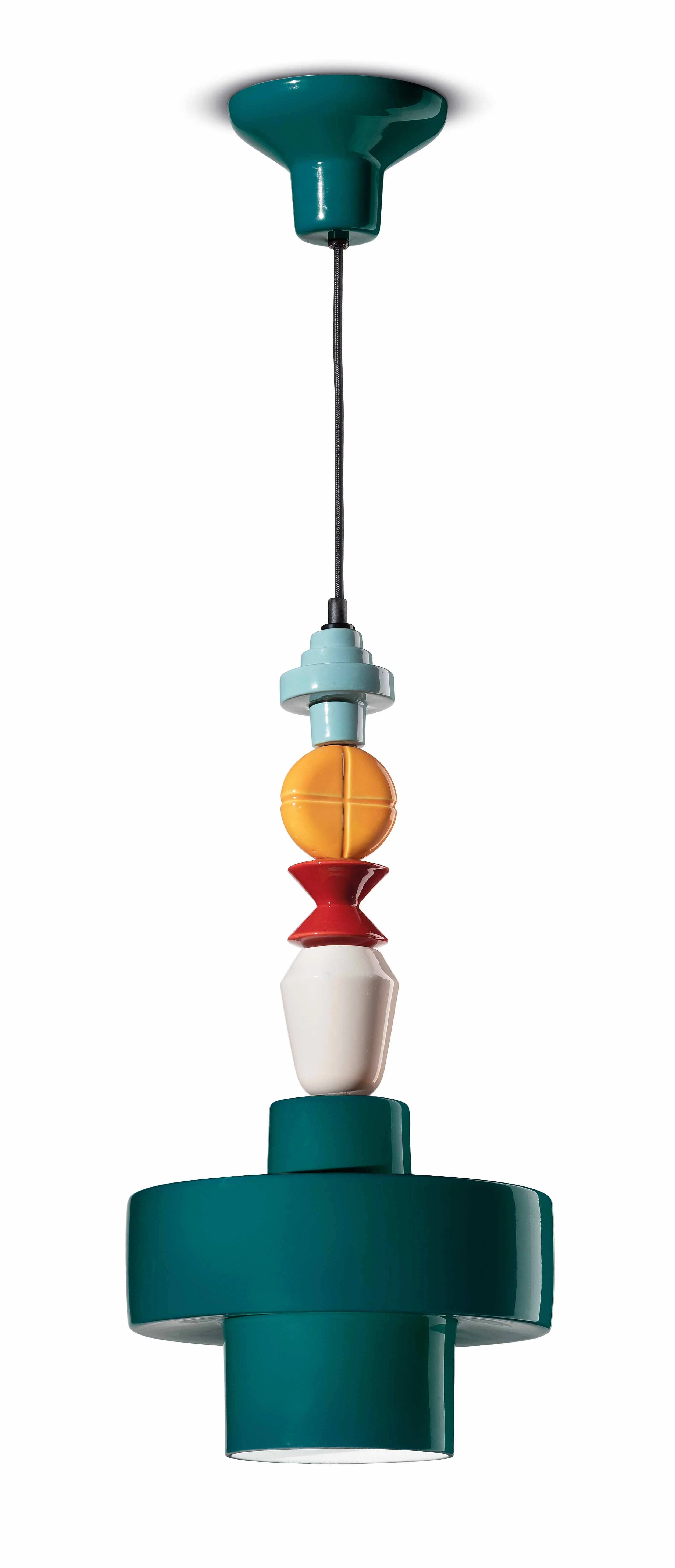 Lampa wisząca ceramiczna LARIAT ROLL niebieski petrol - Image 3