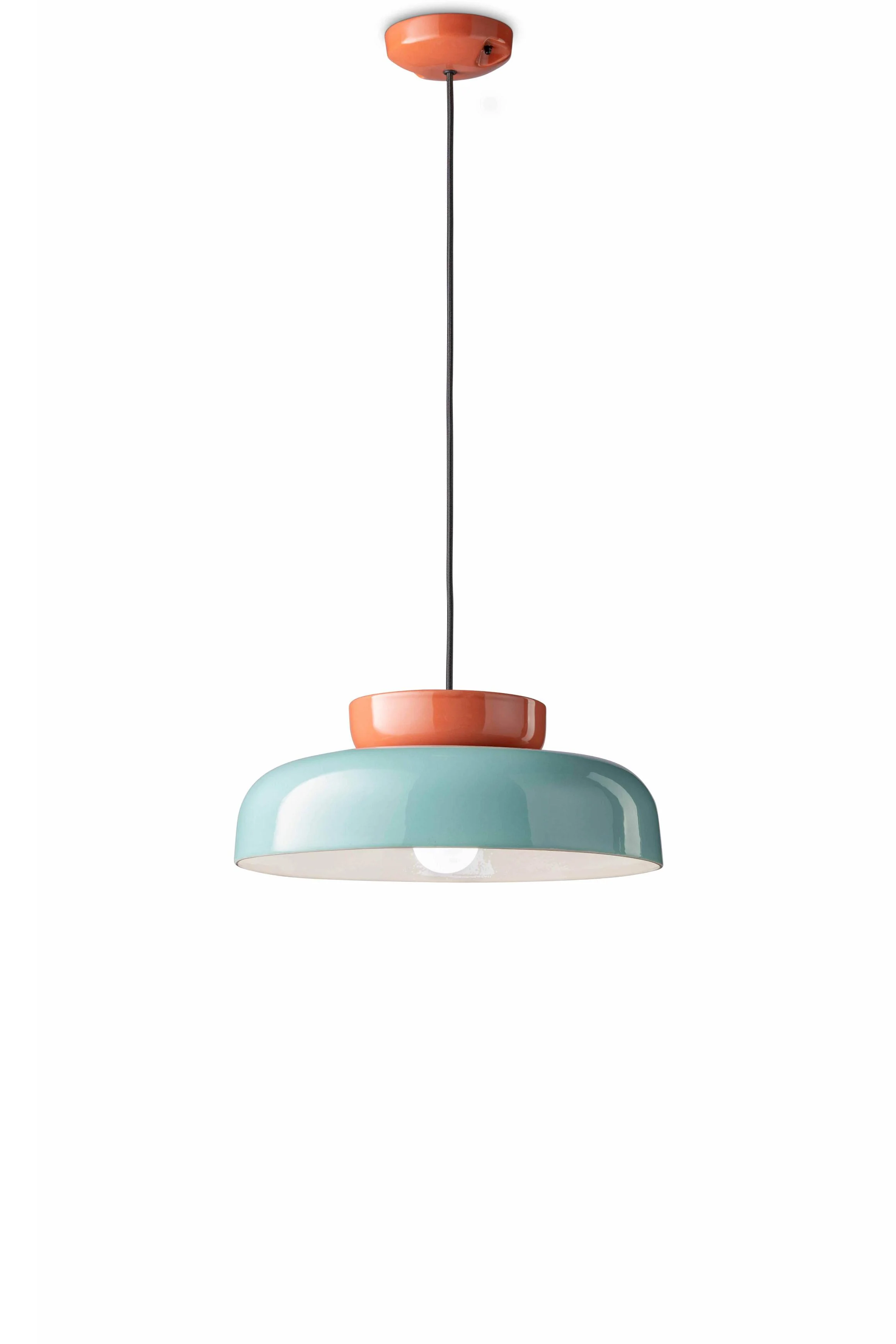 Lampa wisząca ceramiczna MARACANÀ błękitny z pomarańczowym - Image 3