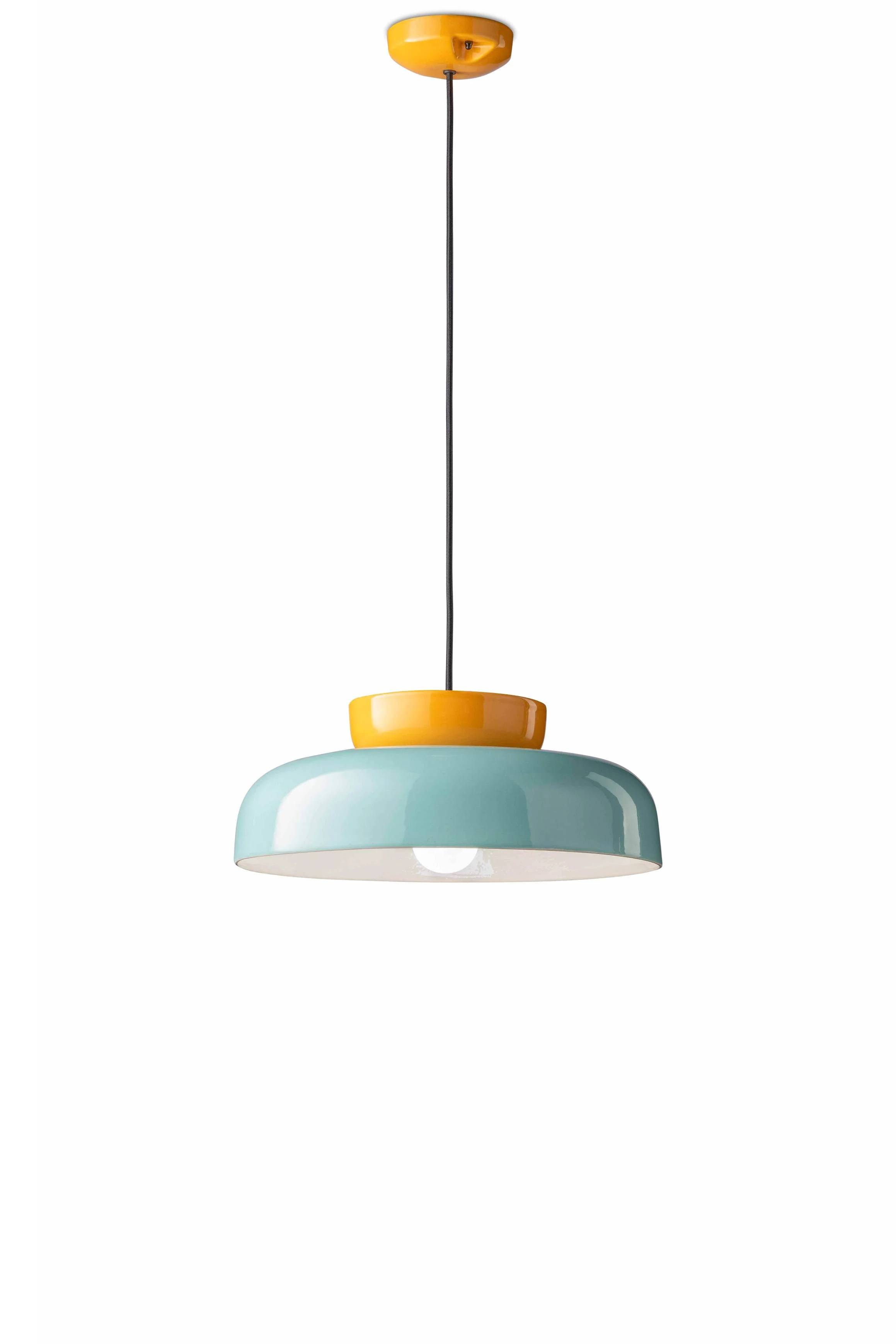 Lampa wisząca ceramiczna MARACANÀ błękitny z żółtym - Image 3