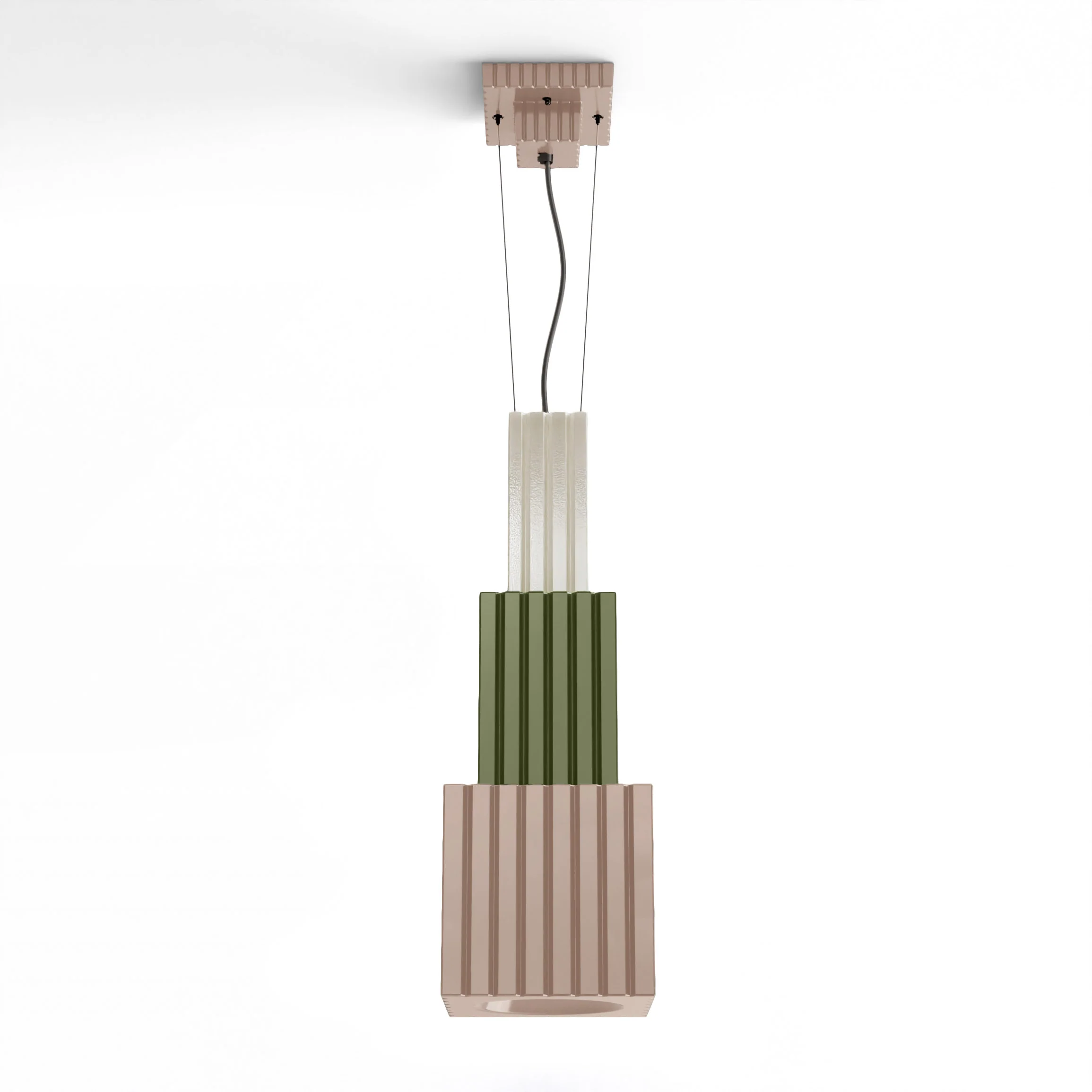 Lampa wisząca ceramiczna METRA beżowy z szałwiowym zielonym i kremowym - Image 3