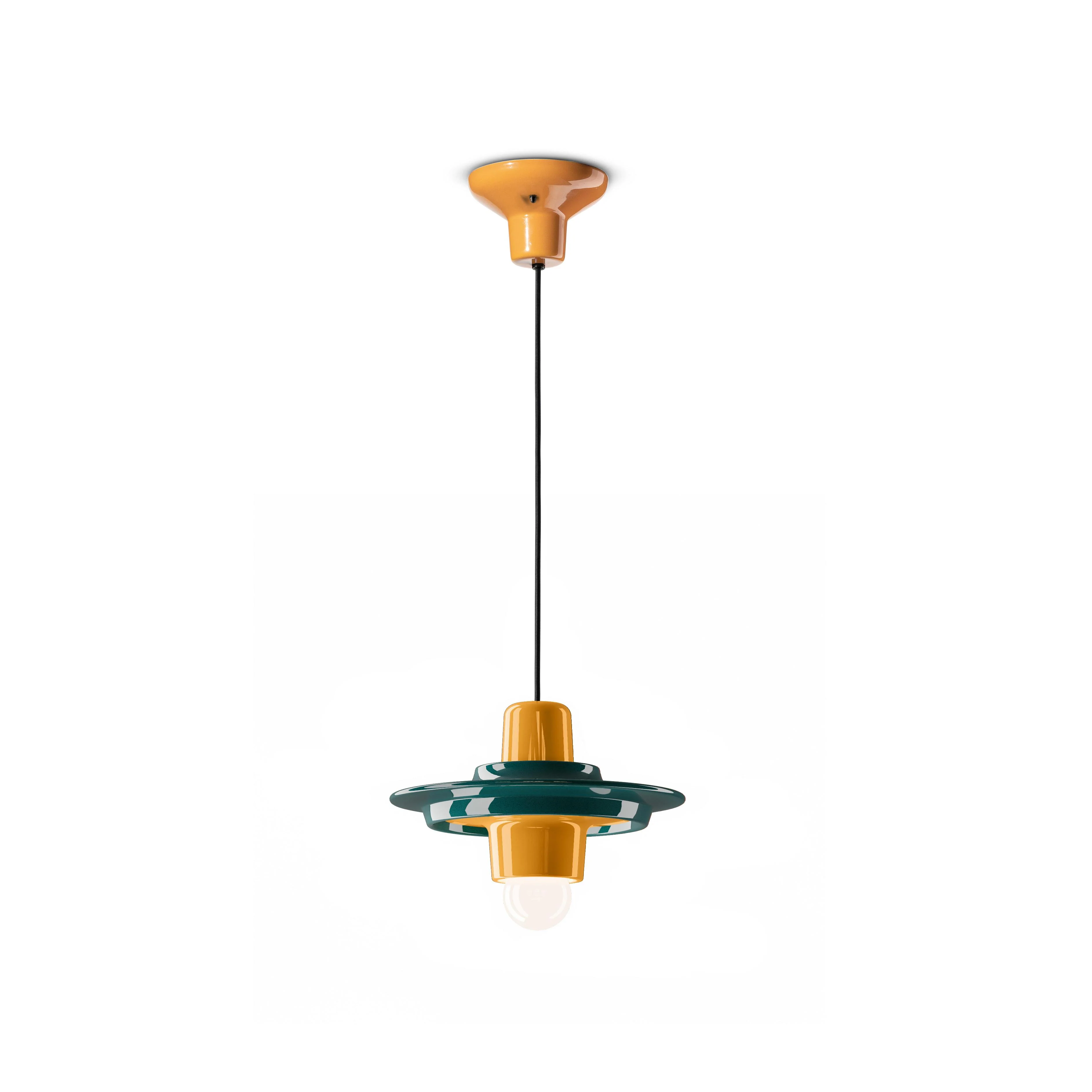 Lampa wisząca ceramiczna VOILÀ zielony petrol z żółtym - Image 3