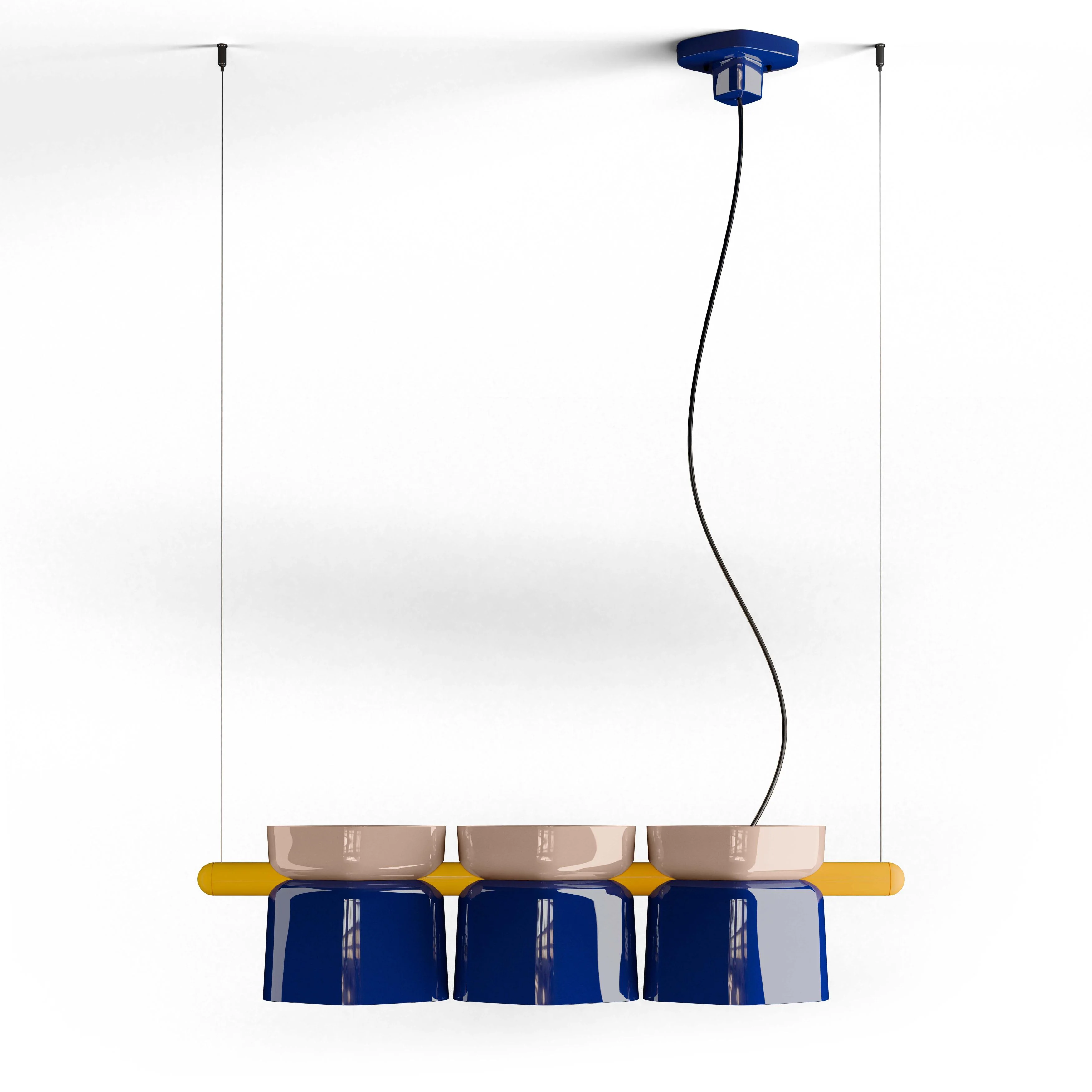 Lampa wisząca ceramiczna YAKITORI kobaltowy z beżowym i żółtym - Image 3
