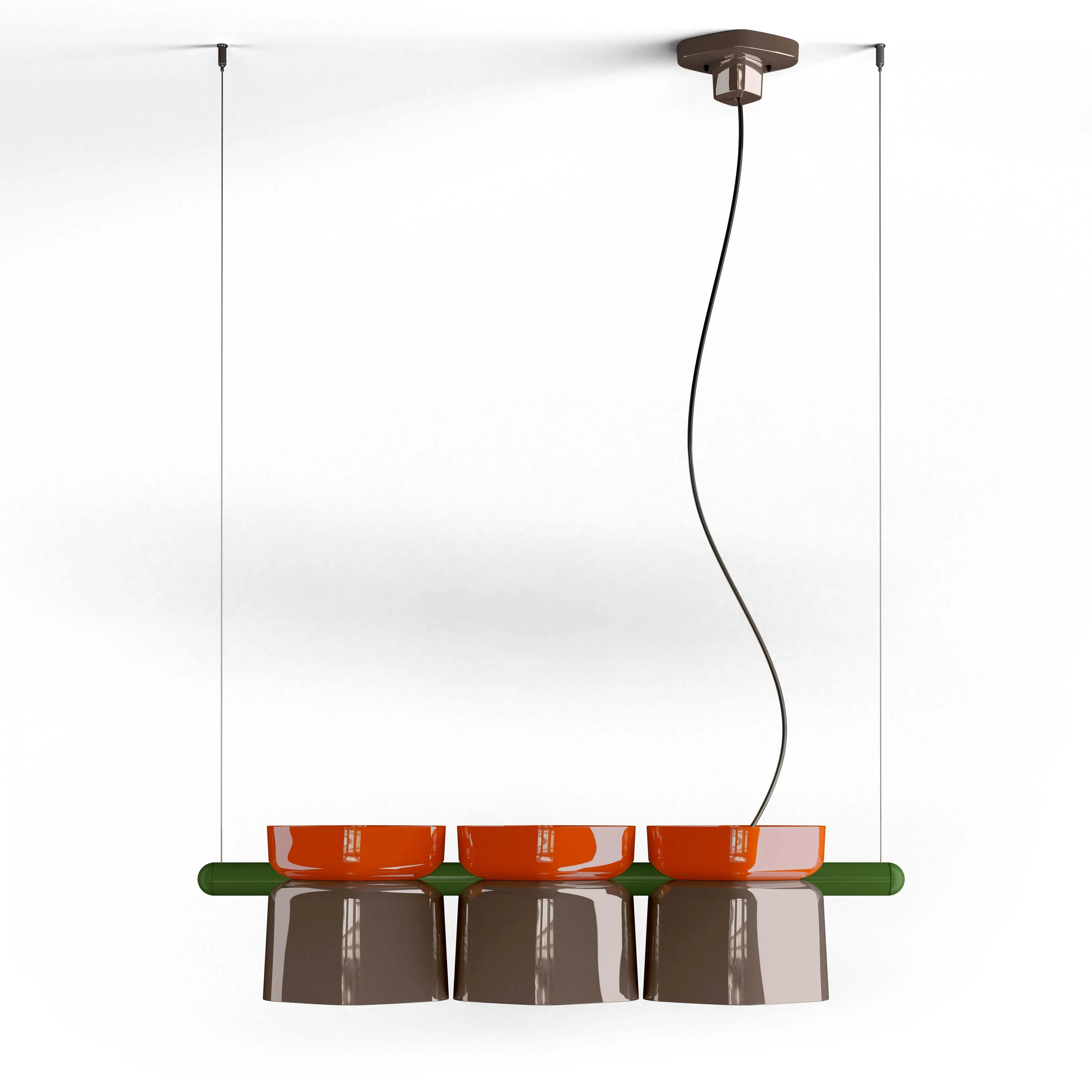 Lampa wisząca ceramiczna YAKITORI mokka z pomarańczowym i szałwiowym zielonym - Image 3