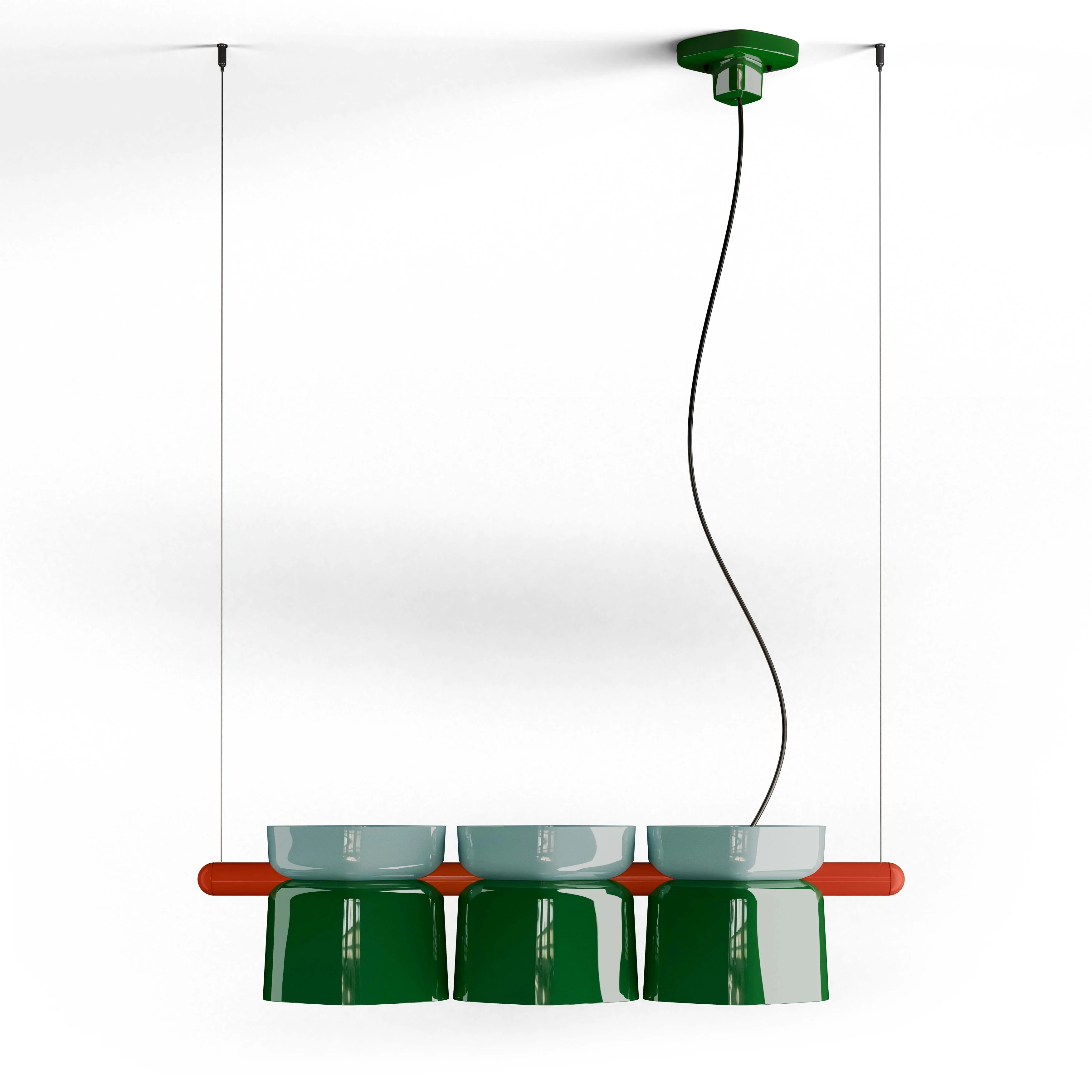 Lampa wisząca ceramiczna YAKITORI szałwiowy zielony z błękitnym i pomarańczowym - Image 3
