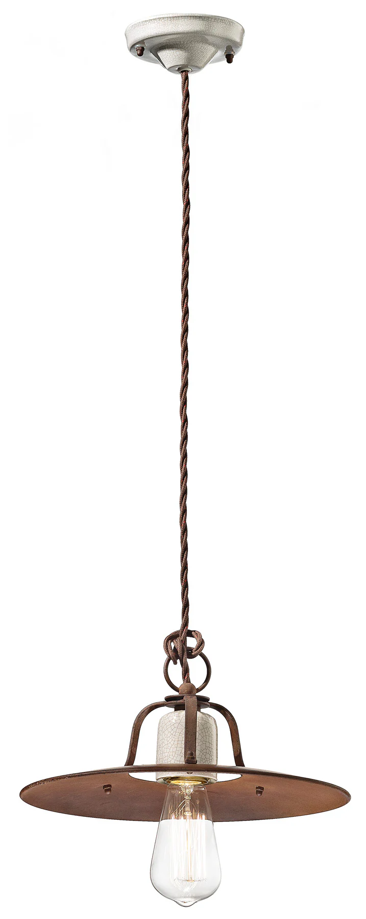 Lampa wisząca ceramiczno-żelazna GRUNGE rdzawy z kremowym efektem Craquelé - Image 4