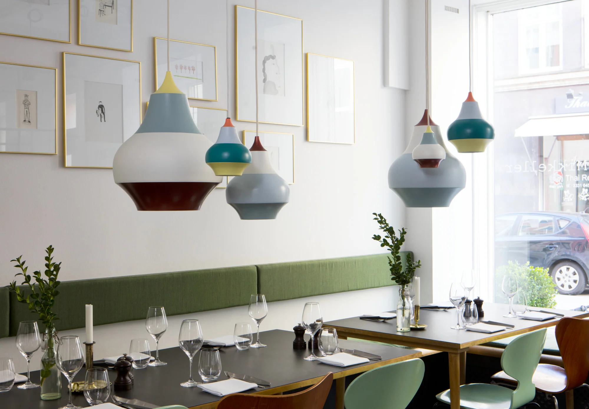 Lampa wisząca CIRQUE miedziano-biało-niebieski z żółtą końcówką - Image 9
