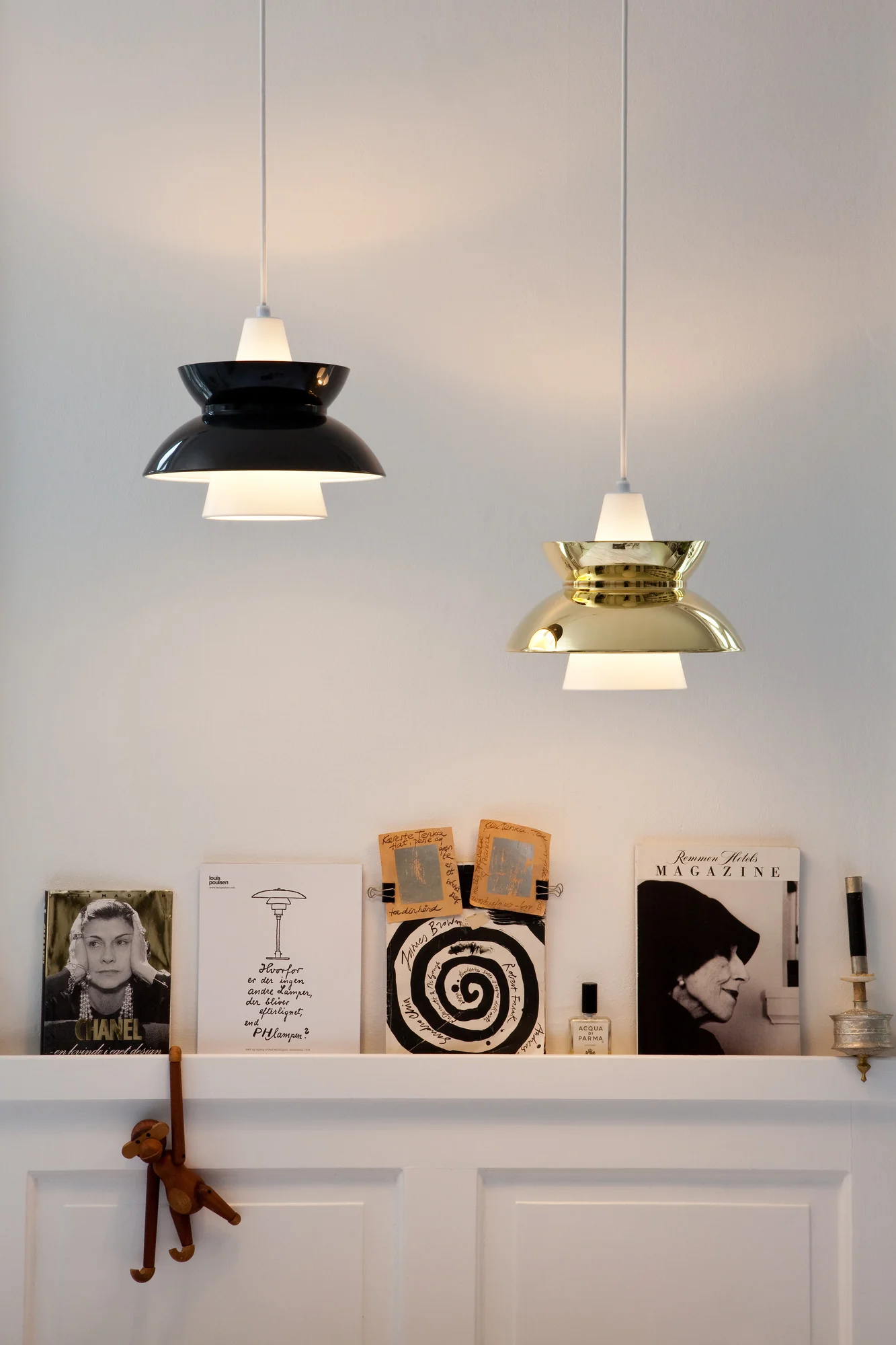 Lampa wisząca DOO-WOP biały z mosiężnym wykończeniem - Image 4