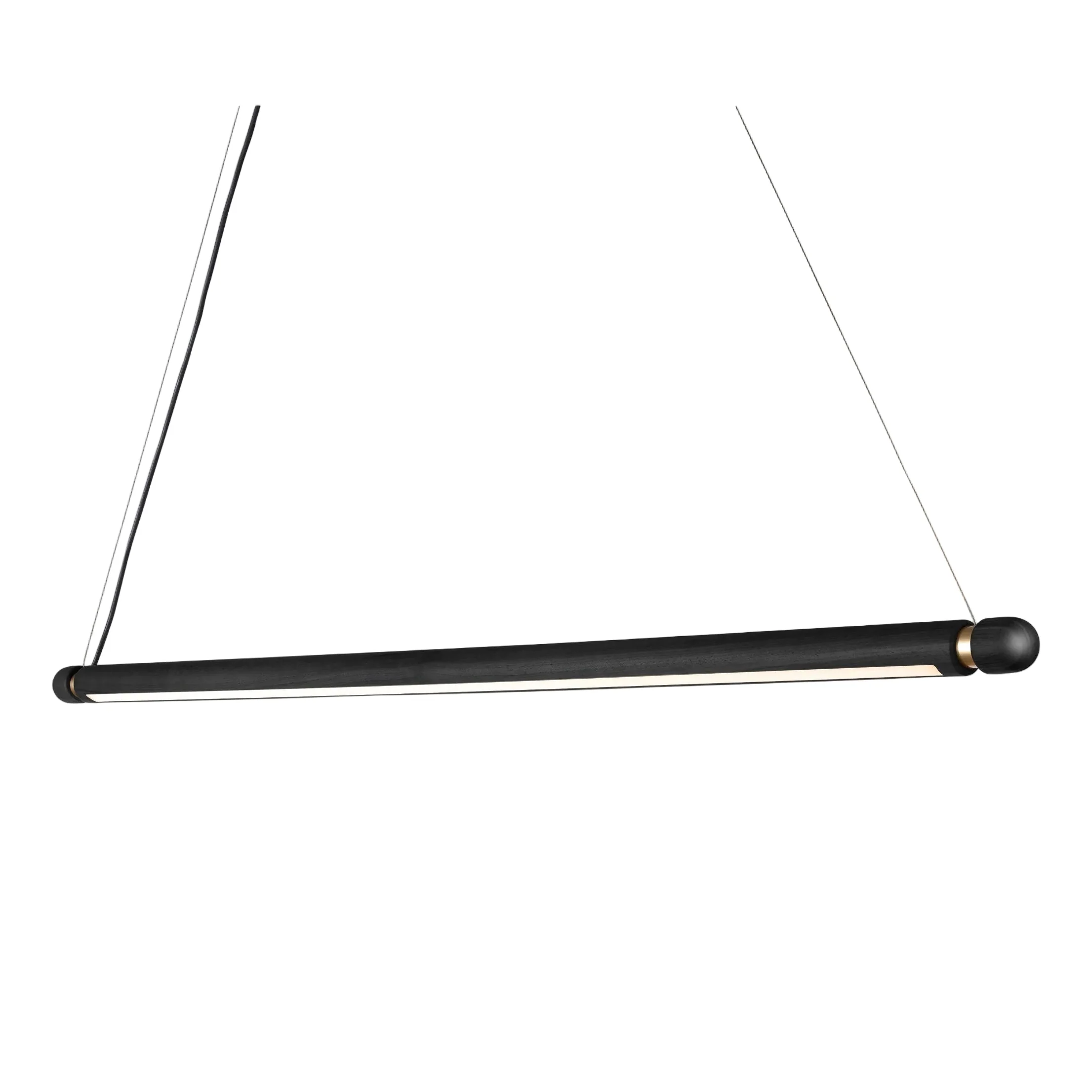 Lampa wisząca LINEA H czarne drewno jesionowe z mosiężnym wykończeniem