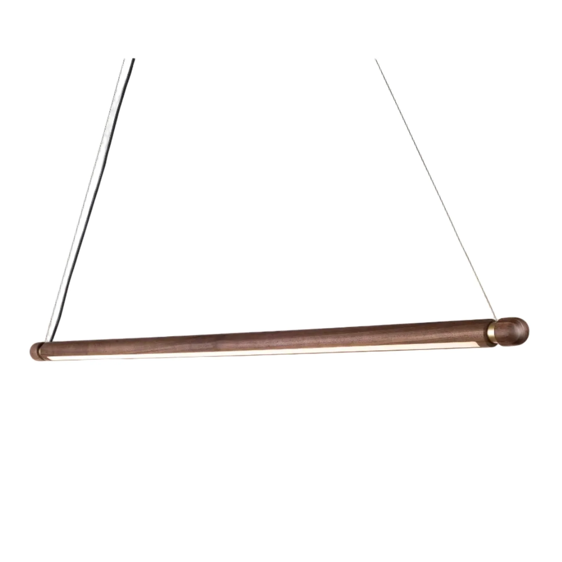Lampa wisząca LINEA H drewno orzechowe z mosiężnym wykończeniem