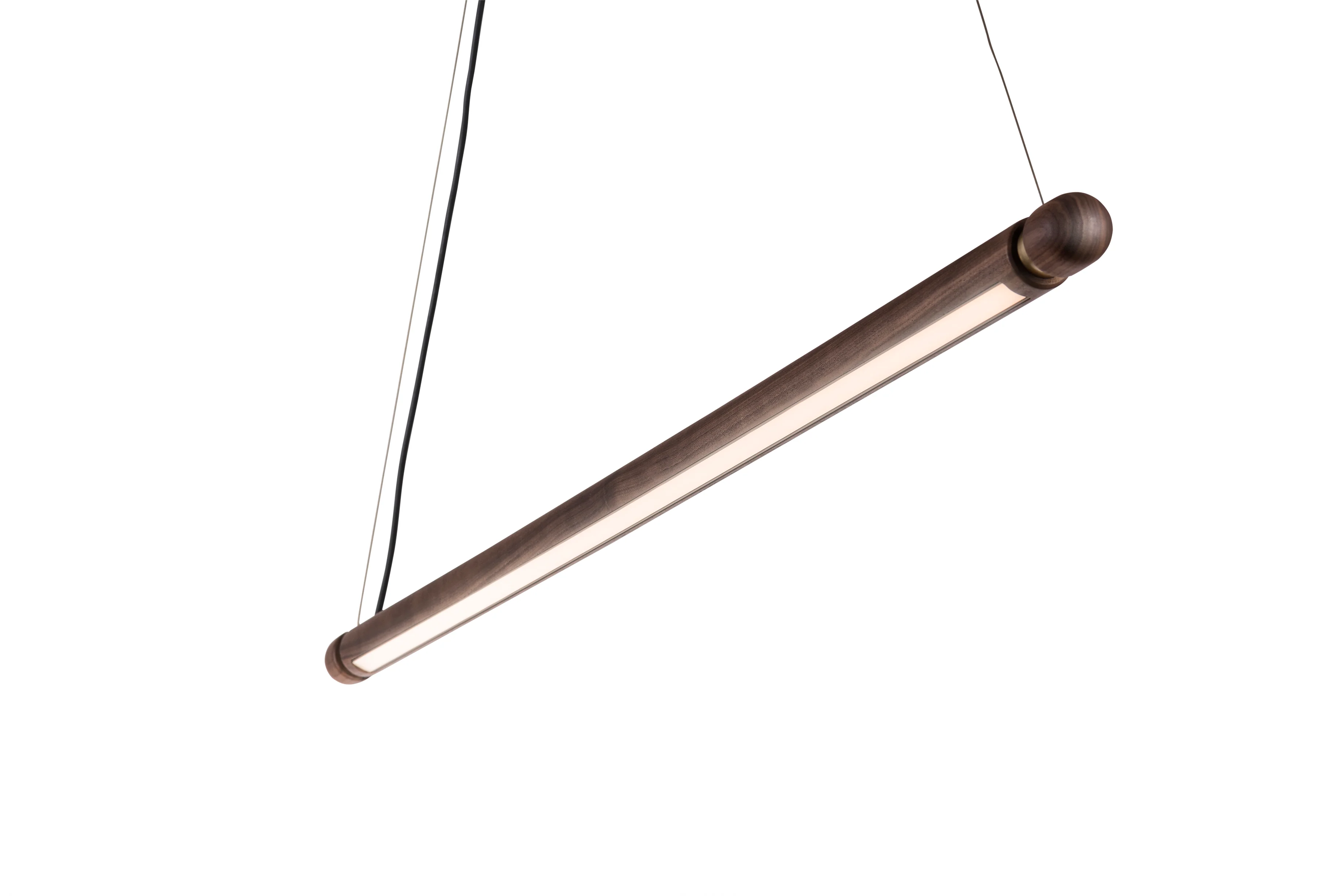 Lampa wisząca LINEA H drewno orzechowe z mosiężnym wykończeniem - Image 3