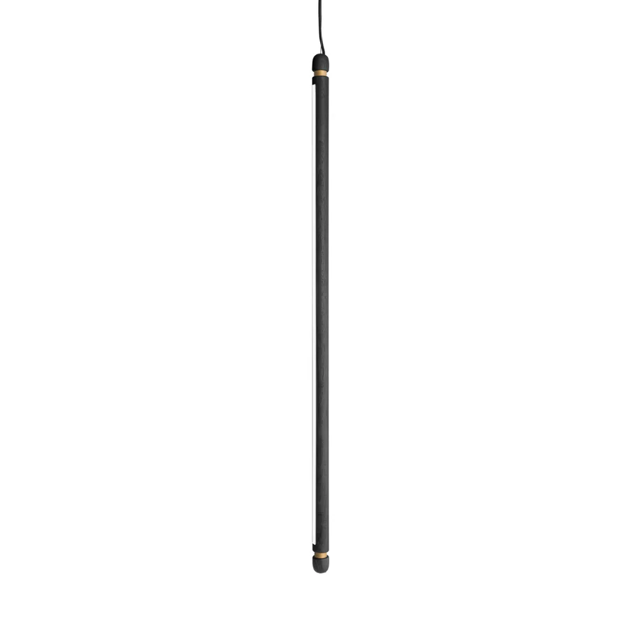 Lampa wisząca LINEA V czarne drewno jesionowe z mosiężnym wykończeniem