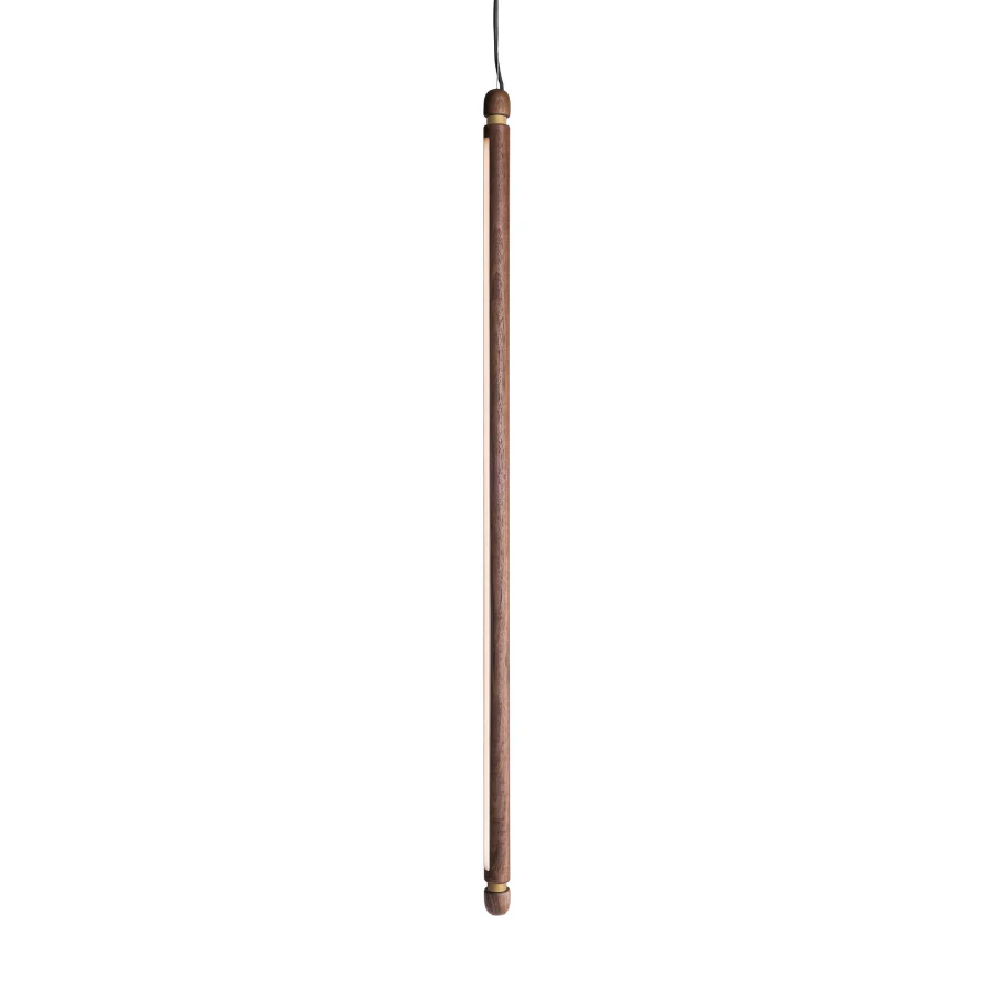 Lampa wisząca LINEA V drewno orzechowe z mosiężnym wykończeniem