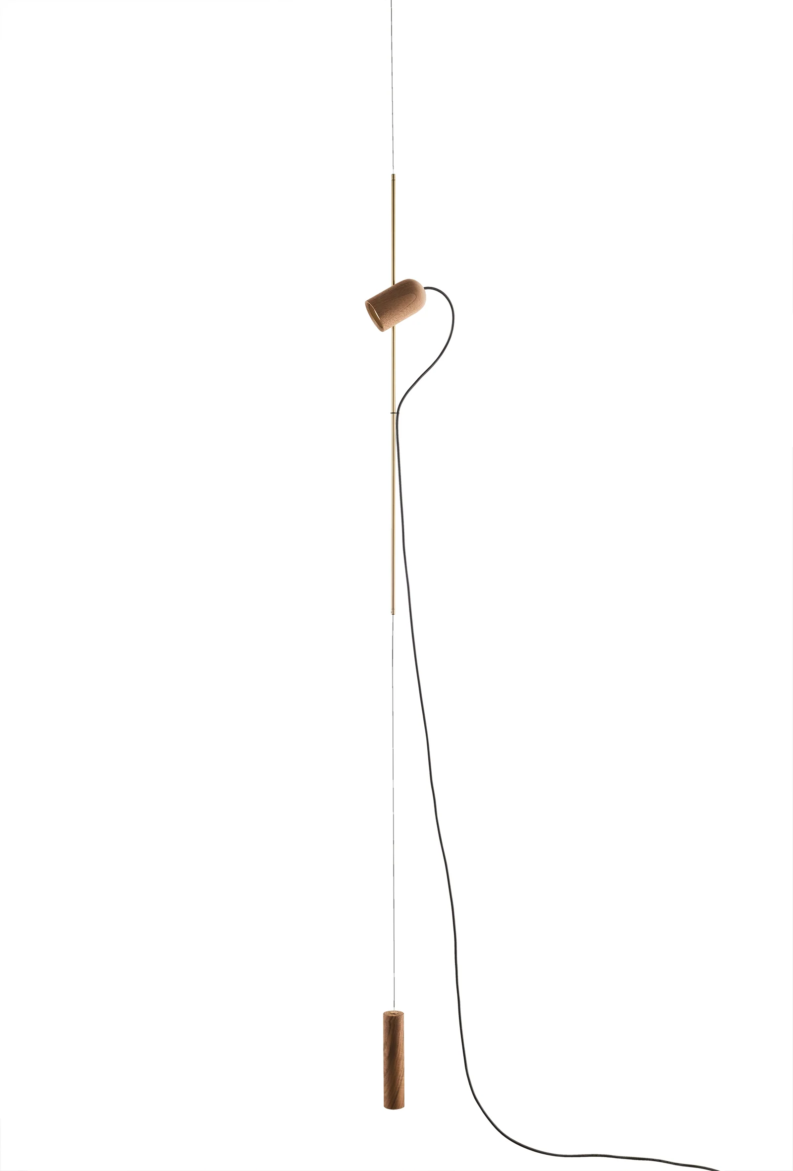 Lampa wisząca ONFA drewno orzechowe z mosiężnym wykończeniem
