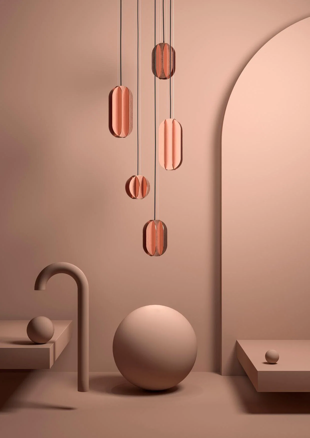 Lampa wisząca owalna EL miedź - Image 2